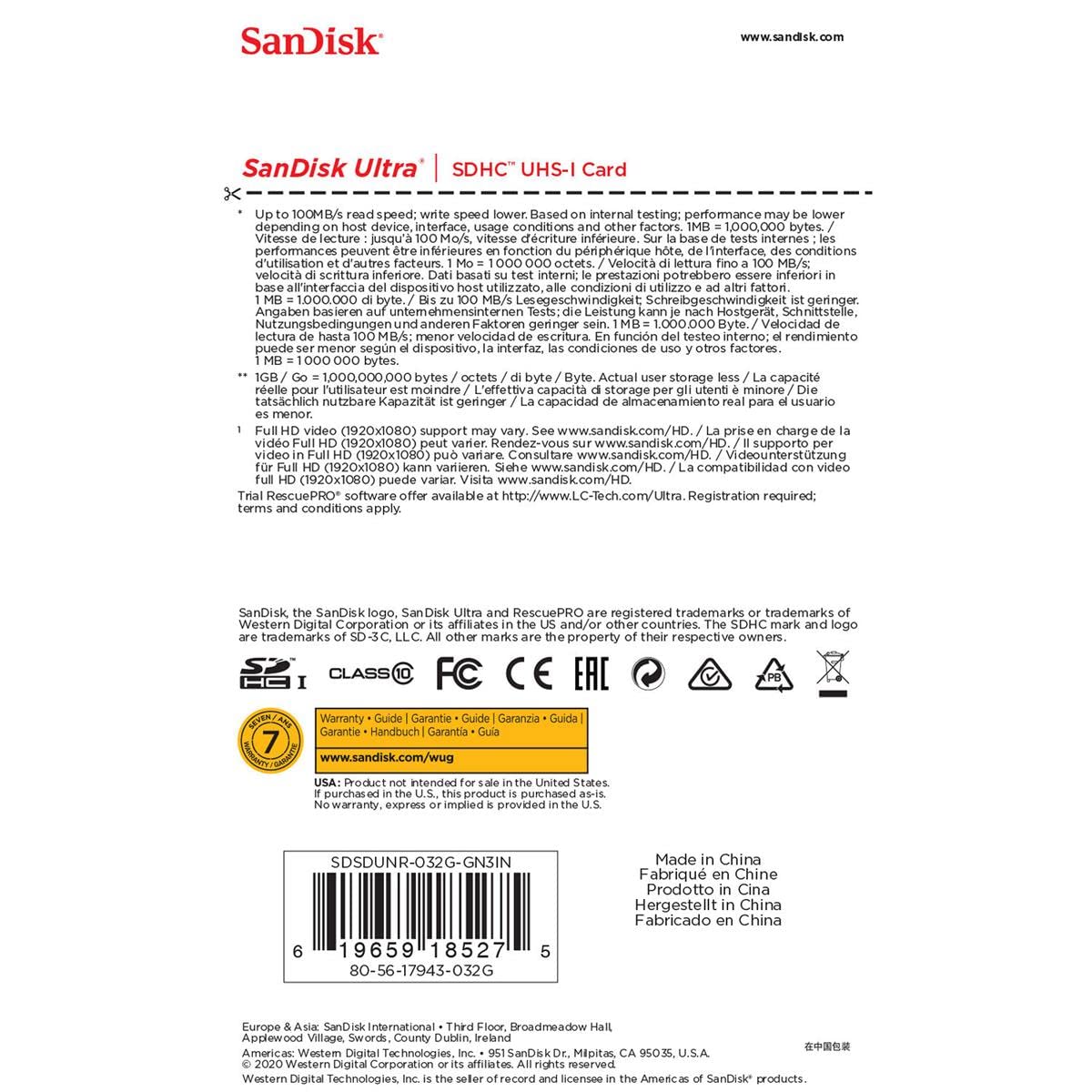 Foto 7 pulgar | Tarjeta de Memoria SanDisk Ultra SDHC 3 GB 100 MB/s - Venta Internacional