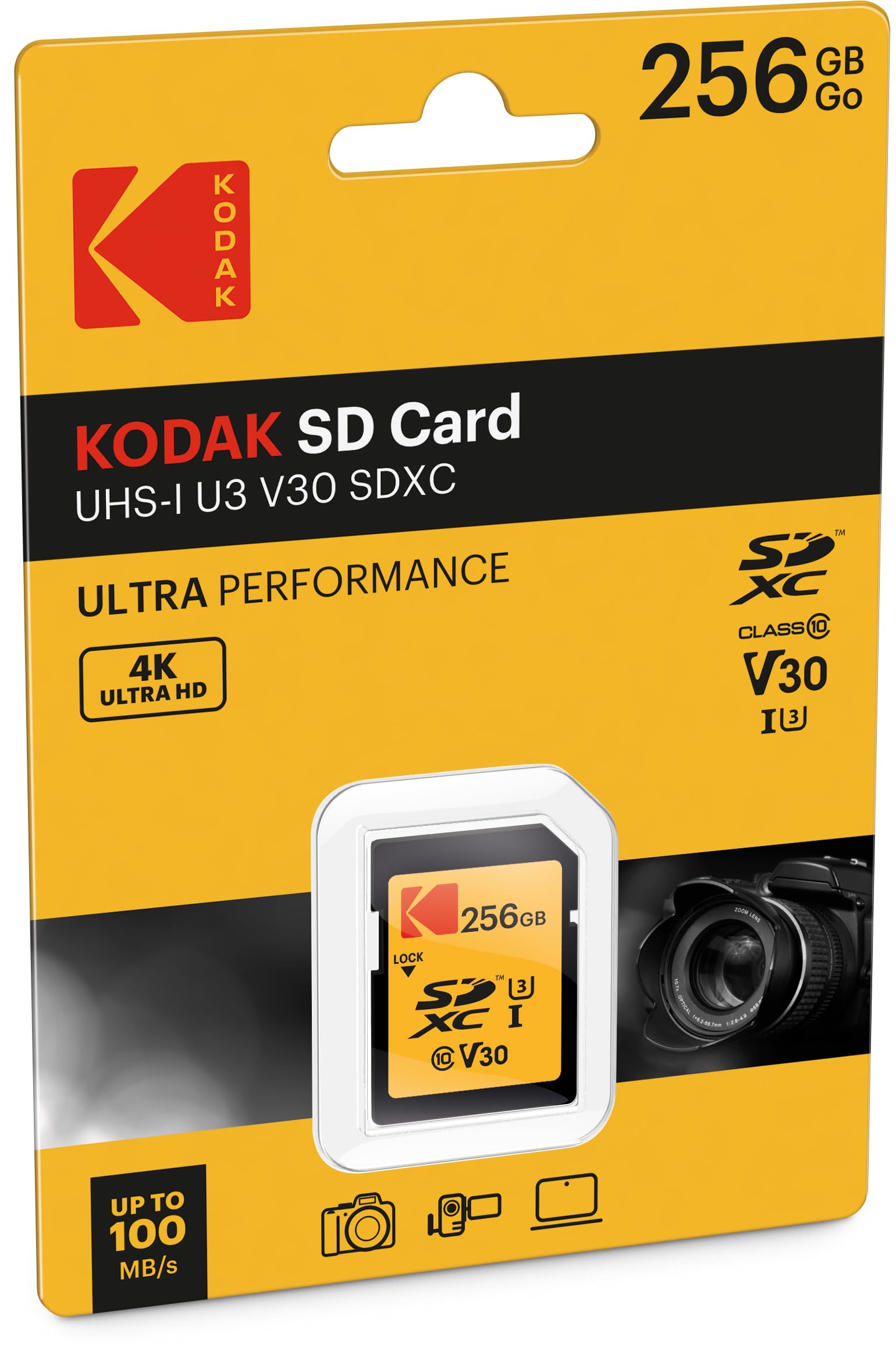 Foto 3 pulgar | Tarjeta Sd Kodak 256gb Uhs-i U3 V30 Ultra 95mb/s De Velocidad De Lectura - Venta Internacional