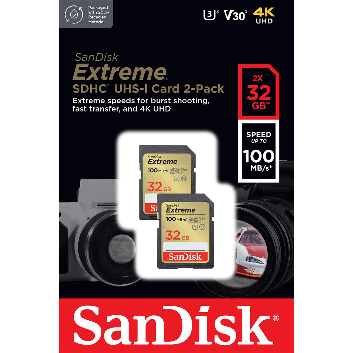 Foto 3 pulgar | Tarjeta de Memoria Sandisk Extreme 32 gb Uhs-i U3 Sdhc Paquete De 2 - Venta Internacional