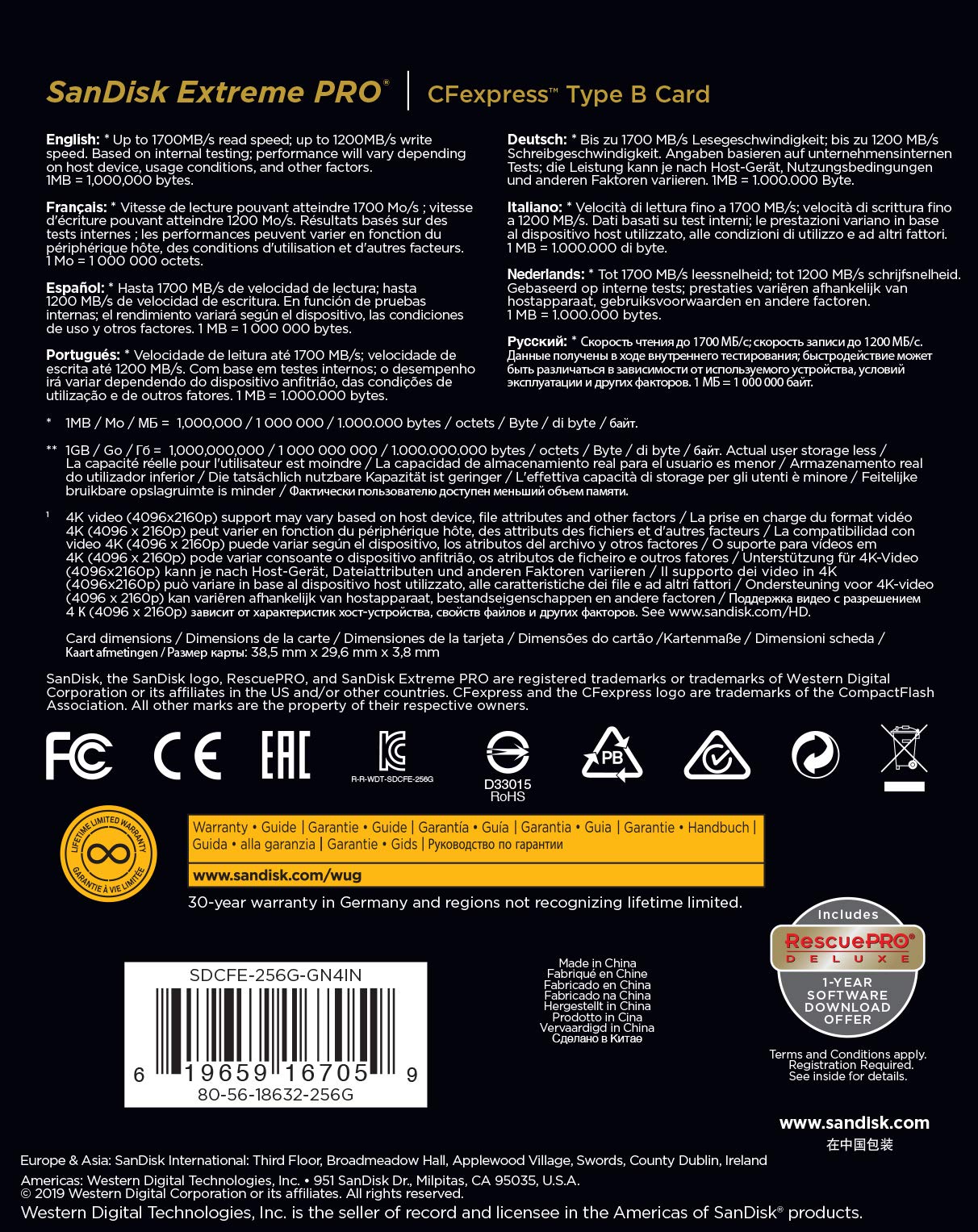 Foto 6 pulgar | Tarjeta Cfexpress Sandisk Extreme Pro 256 Gb Tipo B Sdcfe-256g - Venta Internacional