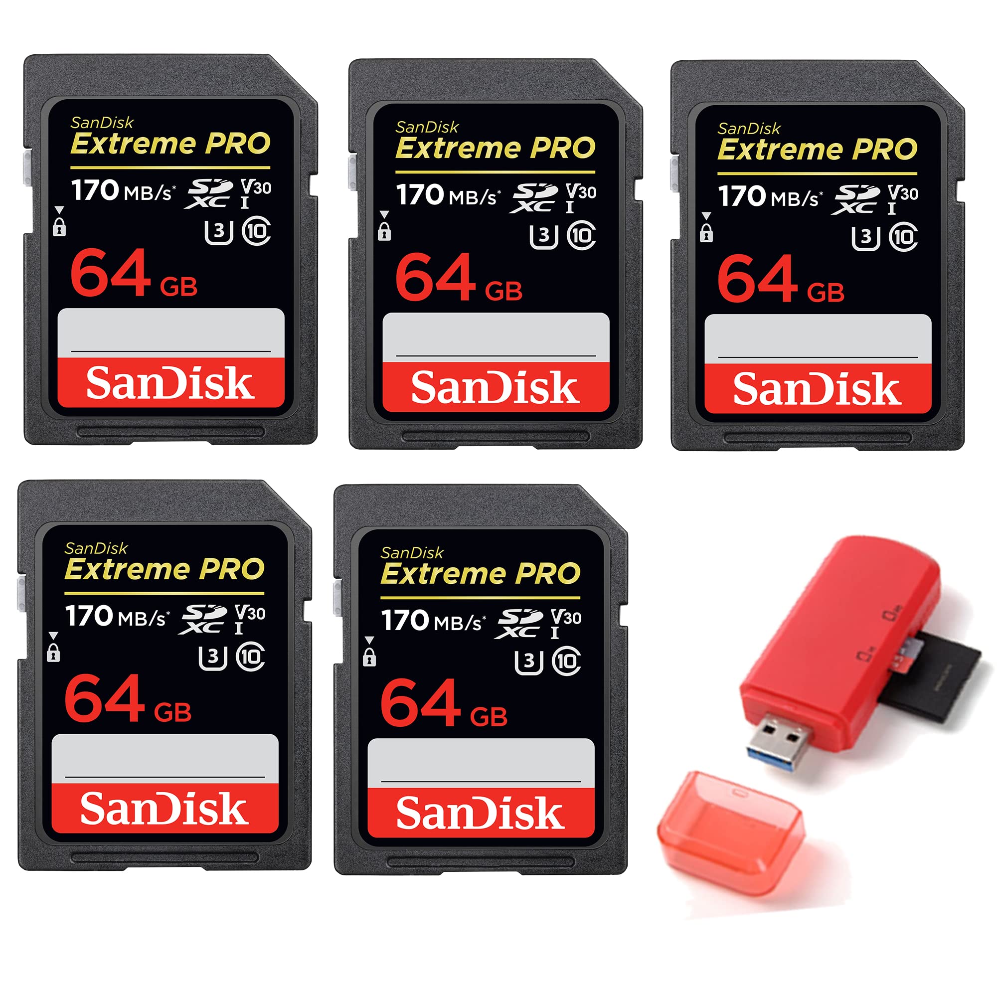 Foto 2 pulgar | Tarjeta de Memoria Sandisk Securedigital Extreme Pro De 64 Gb 5 Piezas-Venta Internacional