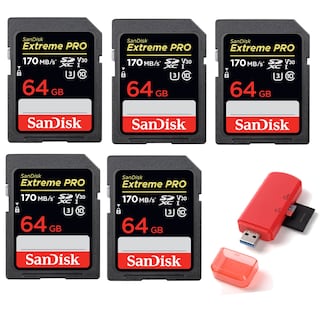 Foto 1 | Tarjeta de Memoria Sandisk Securedigital Extreme Pro De 64 Gb 5 Piezas-Venta Internacional