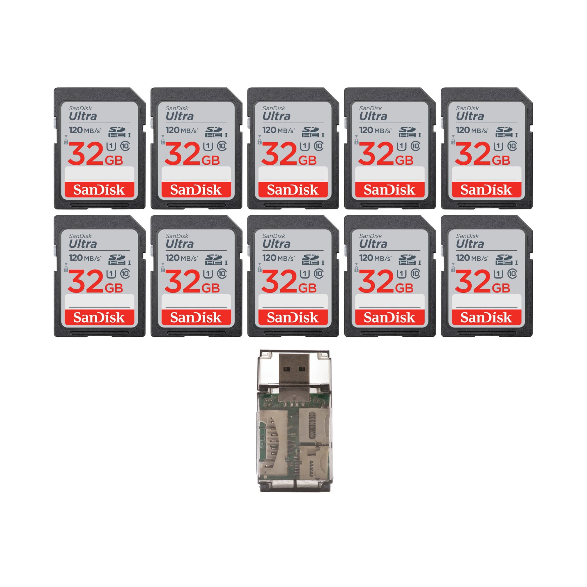 Foto 2 pulgar | Tarjeta De Memoria Sandisk Ultra Sdhc Uhs-i De 32 Gb Con Lector Usb X10 - Venta Internacional.