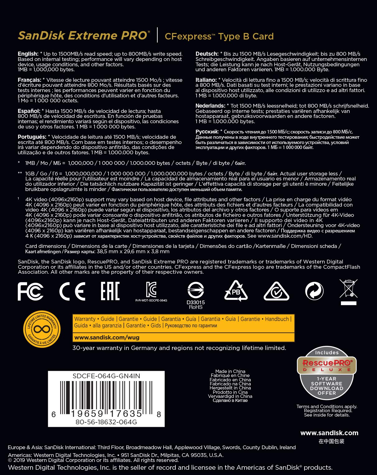Foto 5 | Tarjeta Cfexpress Sandisk Extreme Pro De 64 Gb Tipo B Sdcfe-064g-gn4in - Venta Internacional
