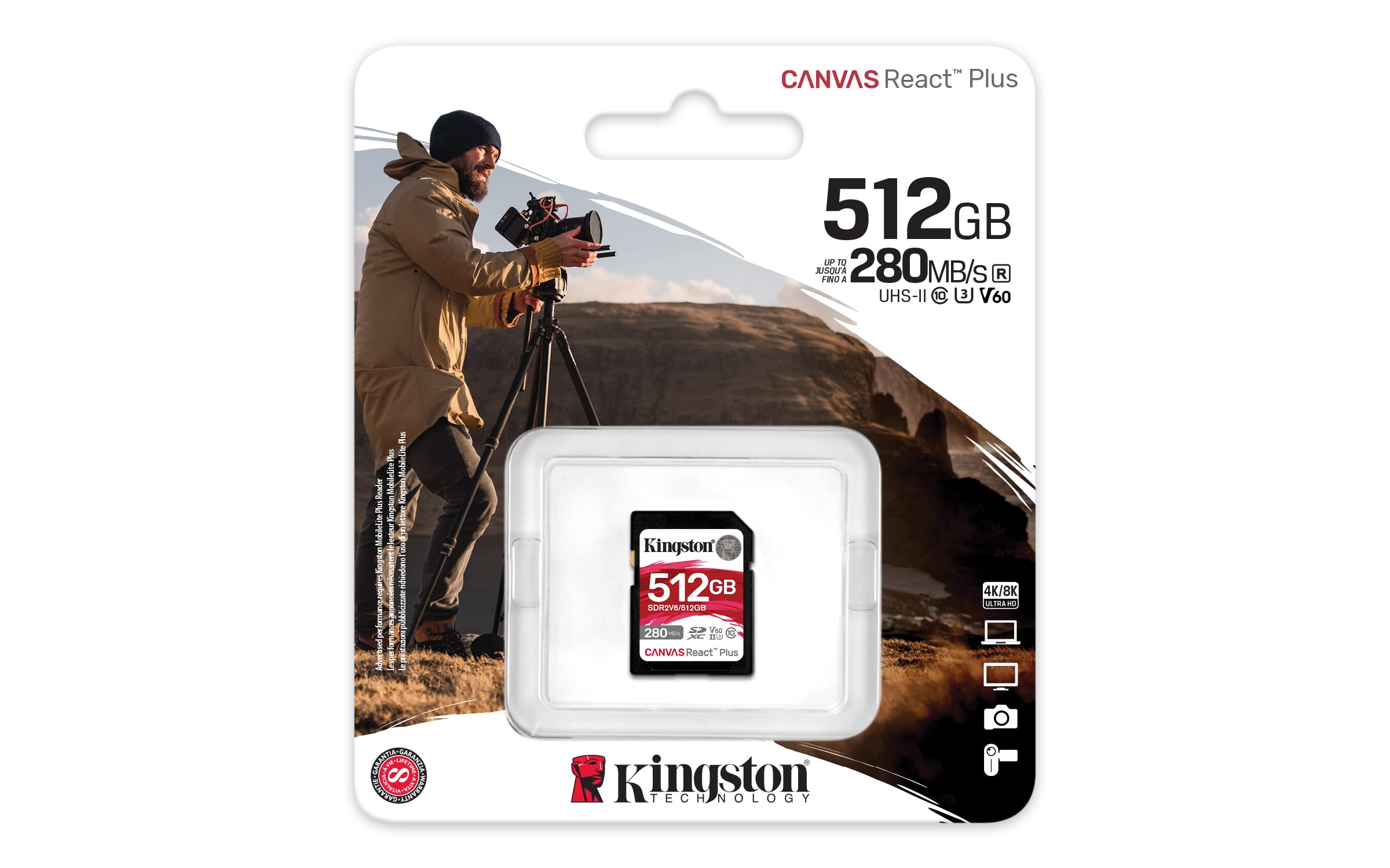 Foto 3 | Tarjeta Sd Kingston Canvas React Plus 512 Gb Uhs-ii U3 V60 - Venta Internacional.