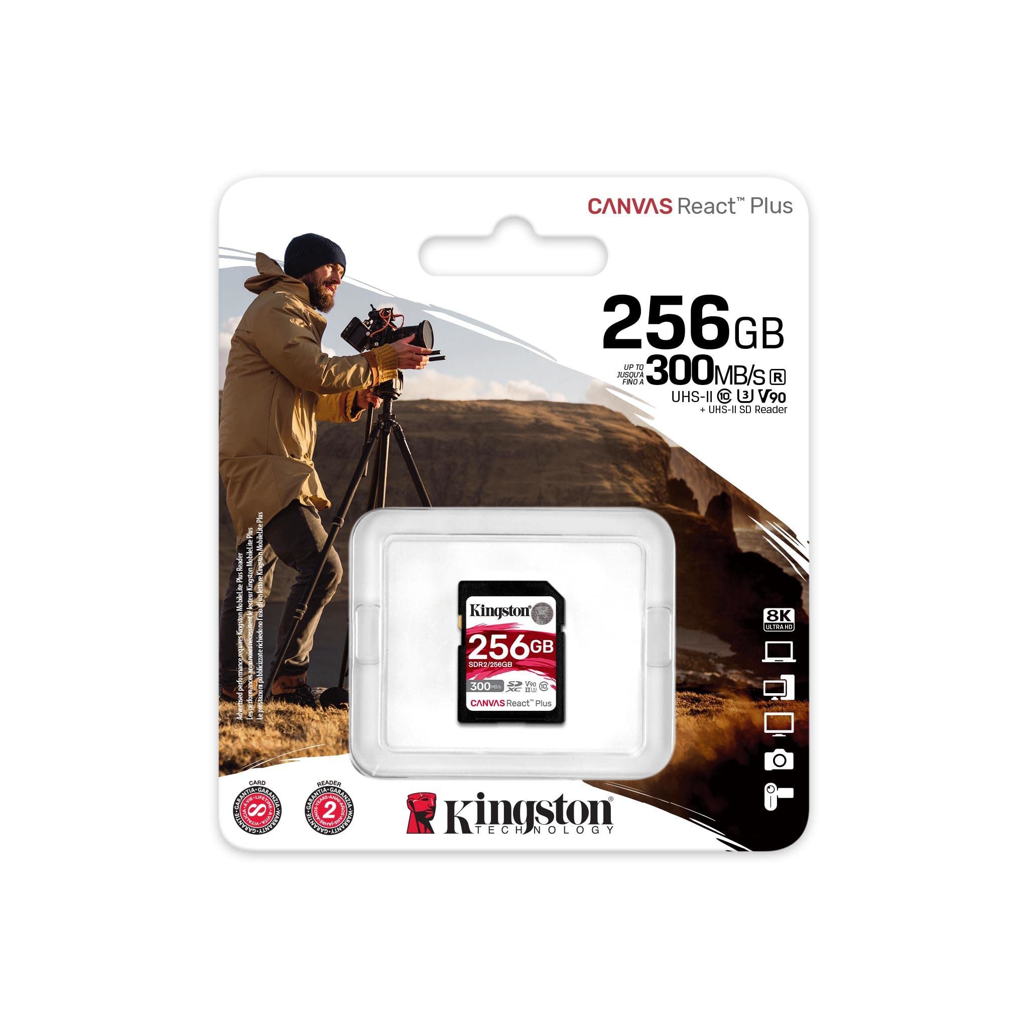 Foto 4 pulgar | Tarjeta Sd Kingston Canvas React Plus De 256 Gb Sdxc Uhs-ii V90 - Venta Internacional.