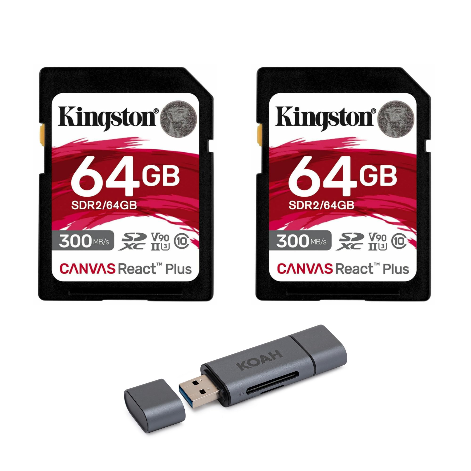 Tarjeta Sd Kingston Canvas React Plus De 64 Gb U3 V90 (paquete De 2) - Venta Internacional.