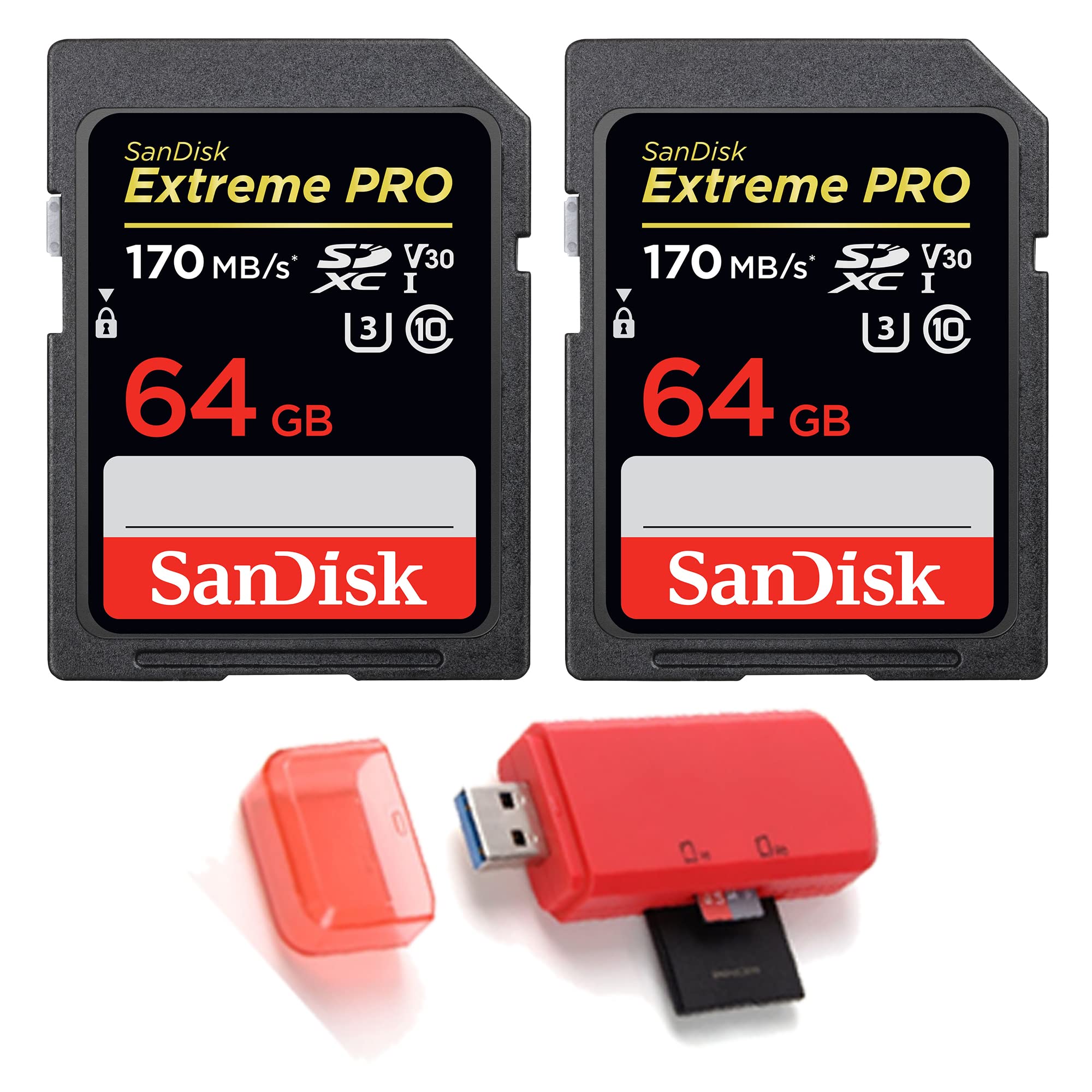 Foto 2 pulgar | Tarjeta de Memoria Sandisk Securedigital Extreme Pro de 64 Gb 2 Piezas- Venta Internacional