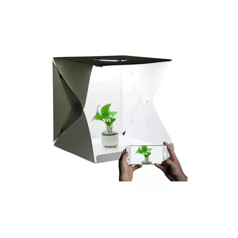 Caja De Luz Led Para Estudio Fotográfico De 40 X 40 Cm Con 5 Fondos, Color Blanco - Venta Internacional.
