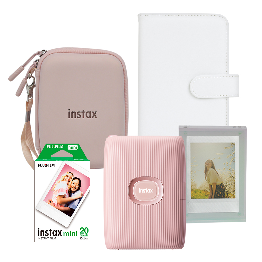 Paquete Impresora Instax Fujifilm Mini Link 2 Rosa + 20 Fotografías + Accesorios