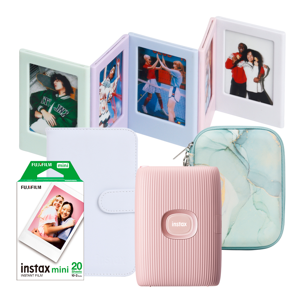 Paquete Instax Mini Link 2 Rosa + 20 Fotos + Accesorios