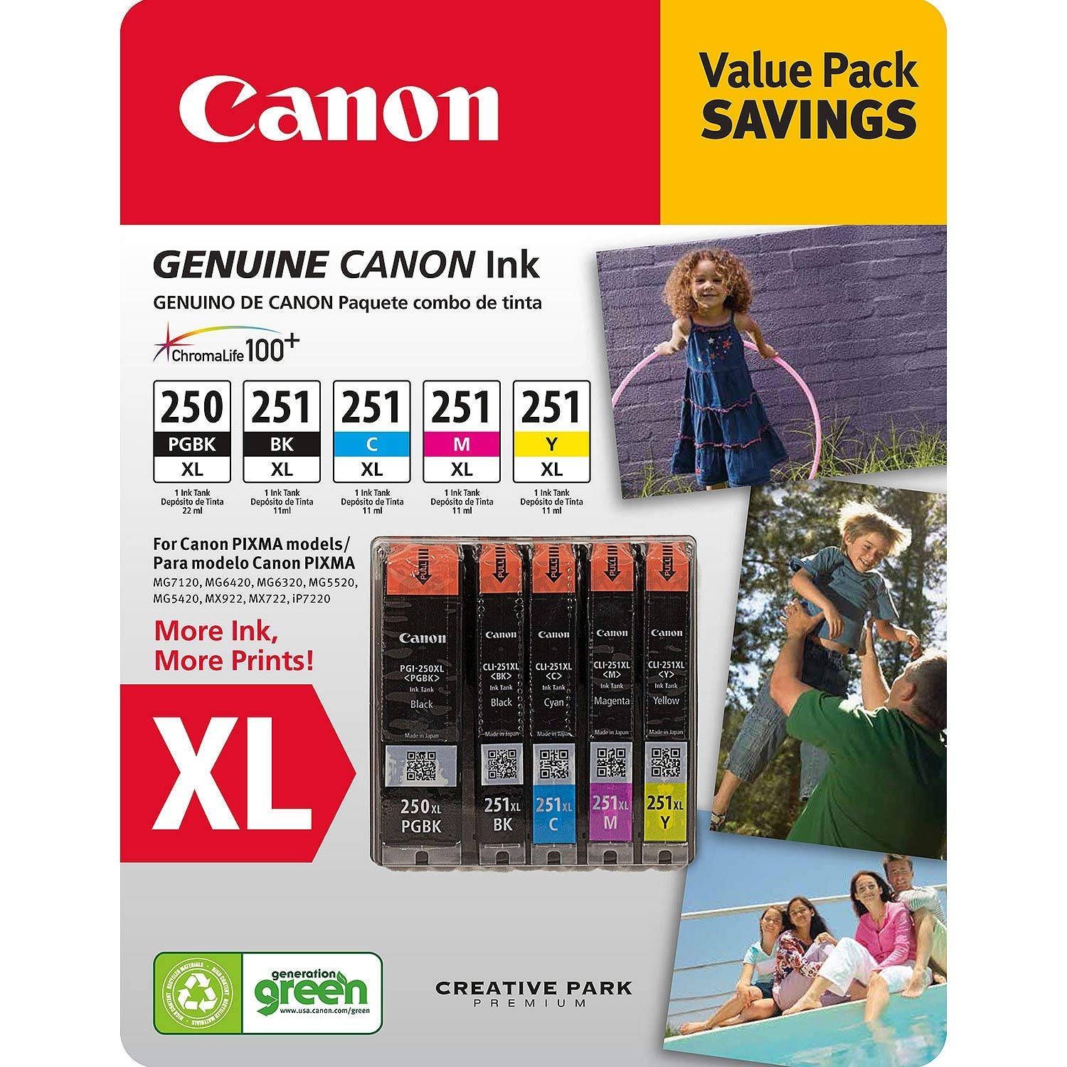 Cartuchos De Tinta Canon Pgi-250xl, Cli-251xl C/m/y/k Value Pack (5) - Venta Internacional.