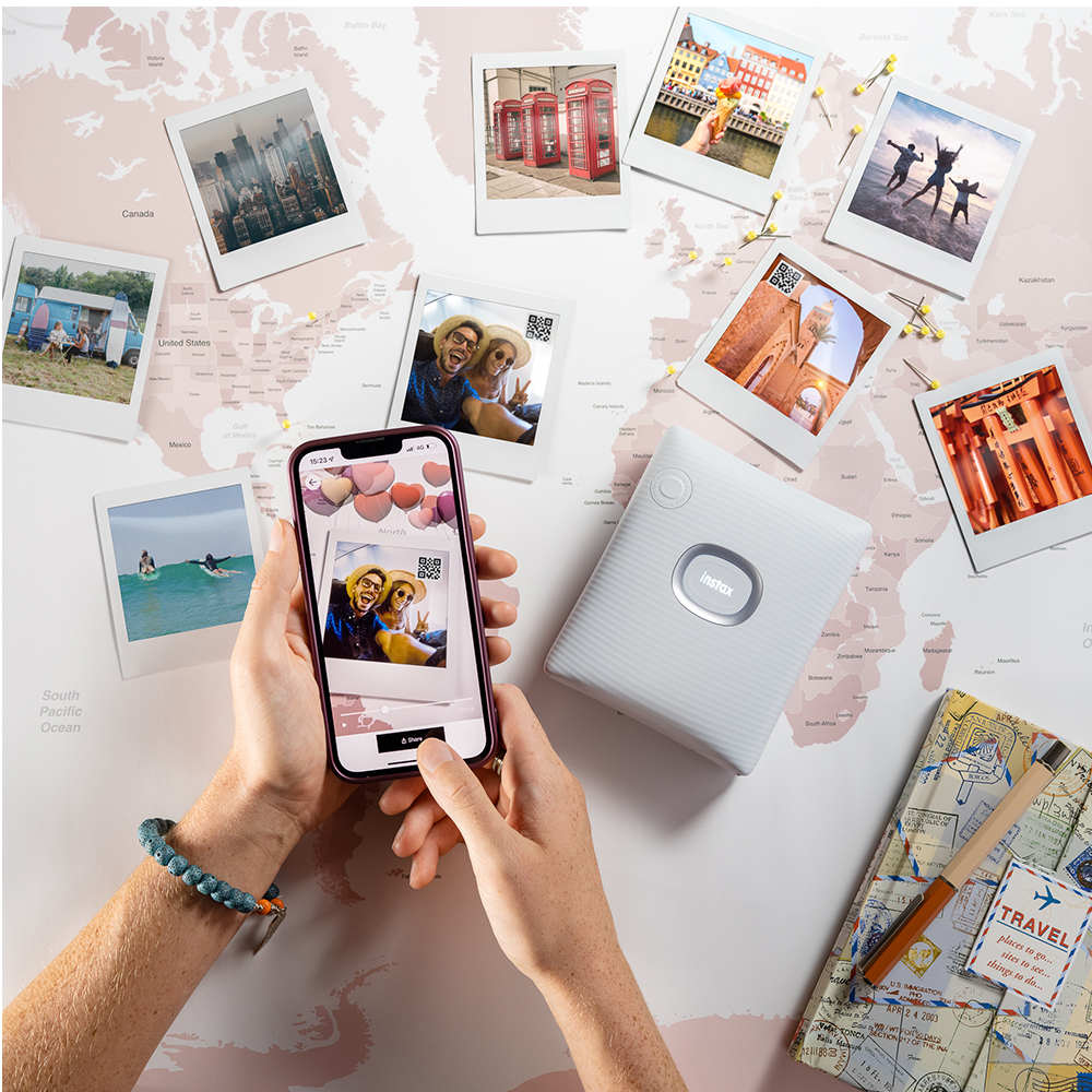 Foto 9 pulgar | Paquete Instax Sq Link Blanca + Funboard