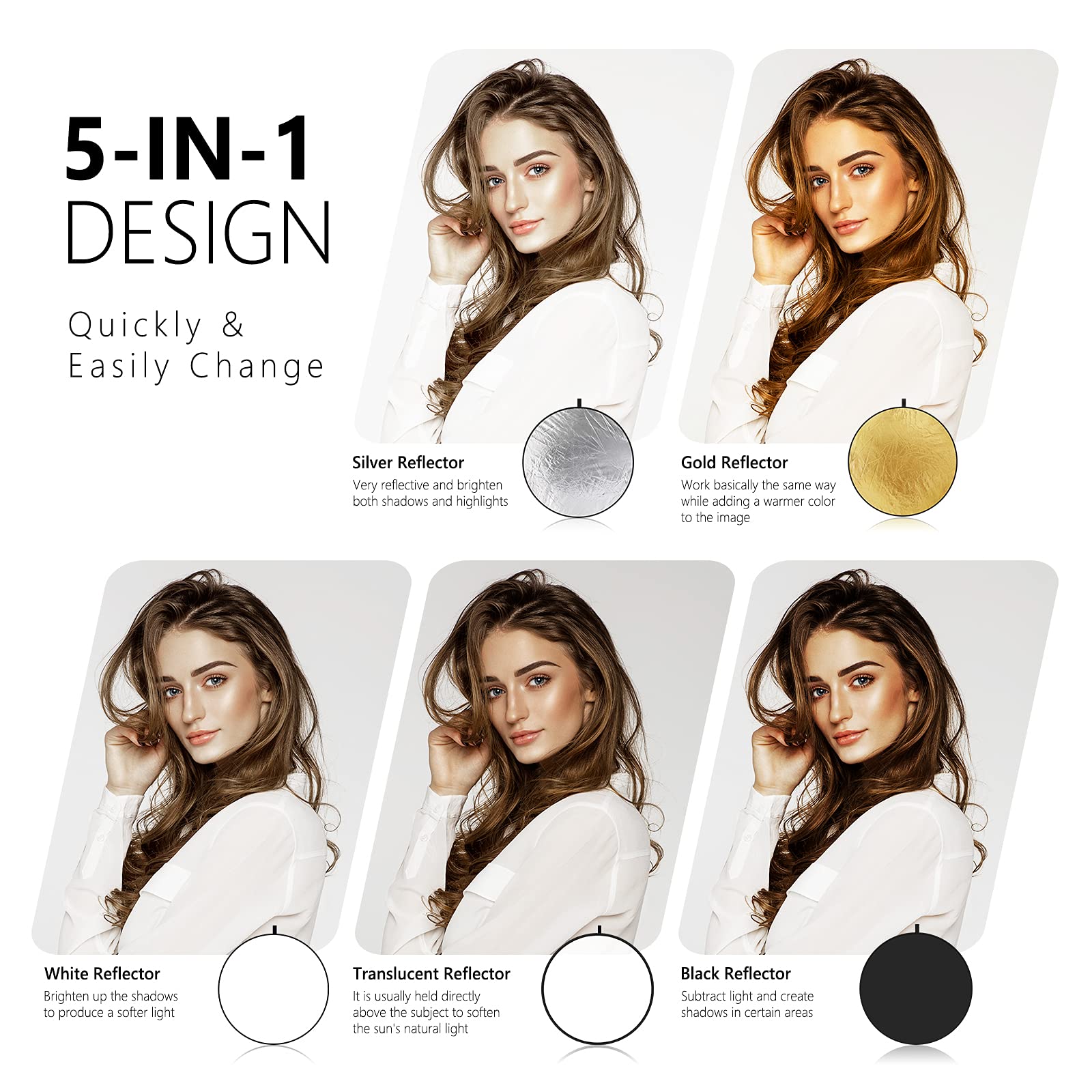 Foto 2 | Panel Reflector Neewer 5 Piezas de 60 cm-Venta Internacional