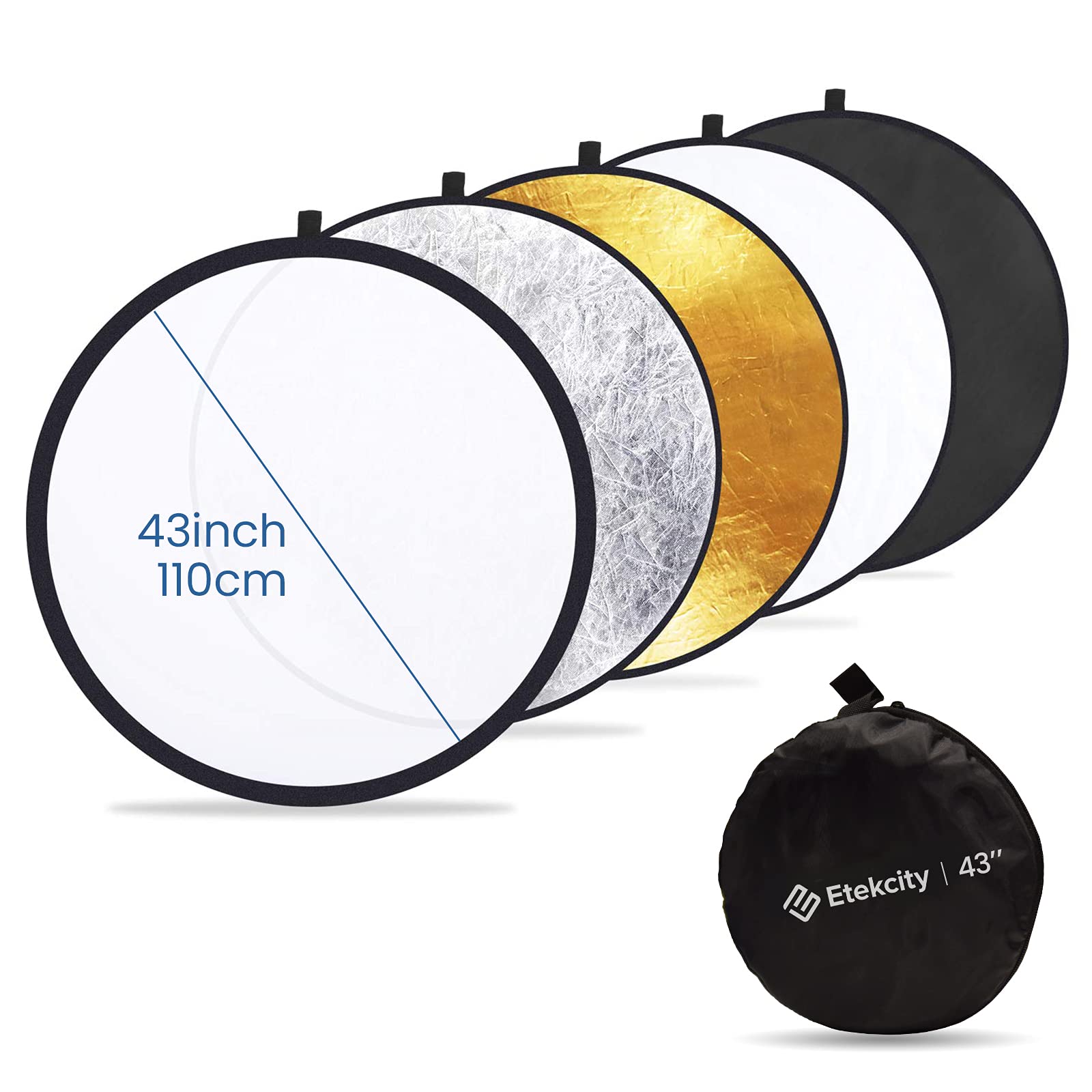 Foto 3 pulgar | Reflector Fotográfico Etekcity 43 (110 Cm) 5 En 1 Con Bolsa - Venta Internacional.
