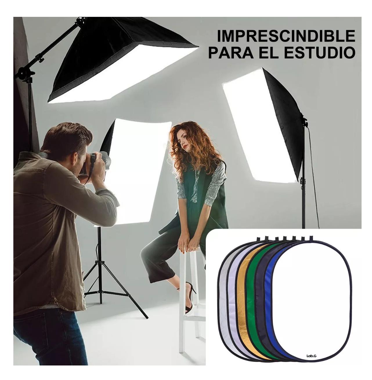 Foto 4 pulgar | Reflector De Luz Lab.g Rebotador Fotografía Estudio Portátil 7 En 1 Multicolor