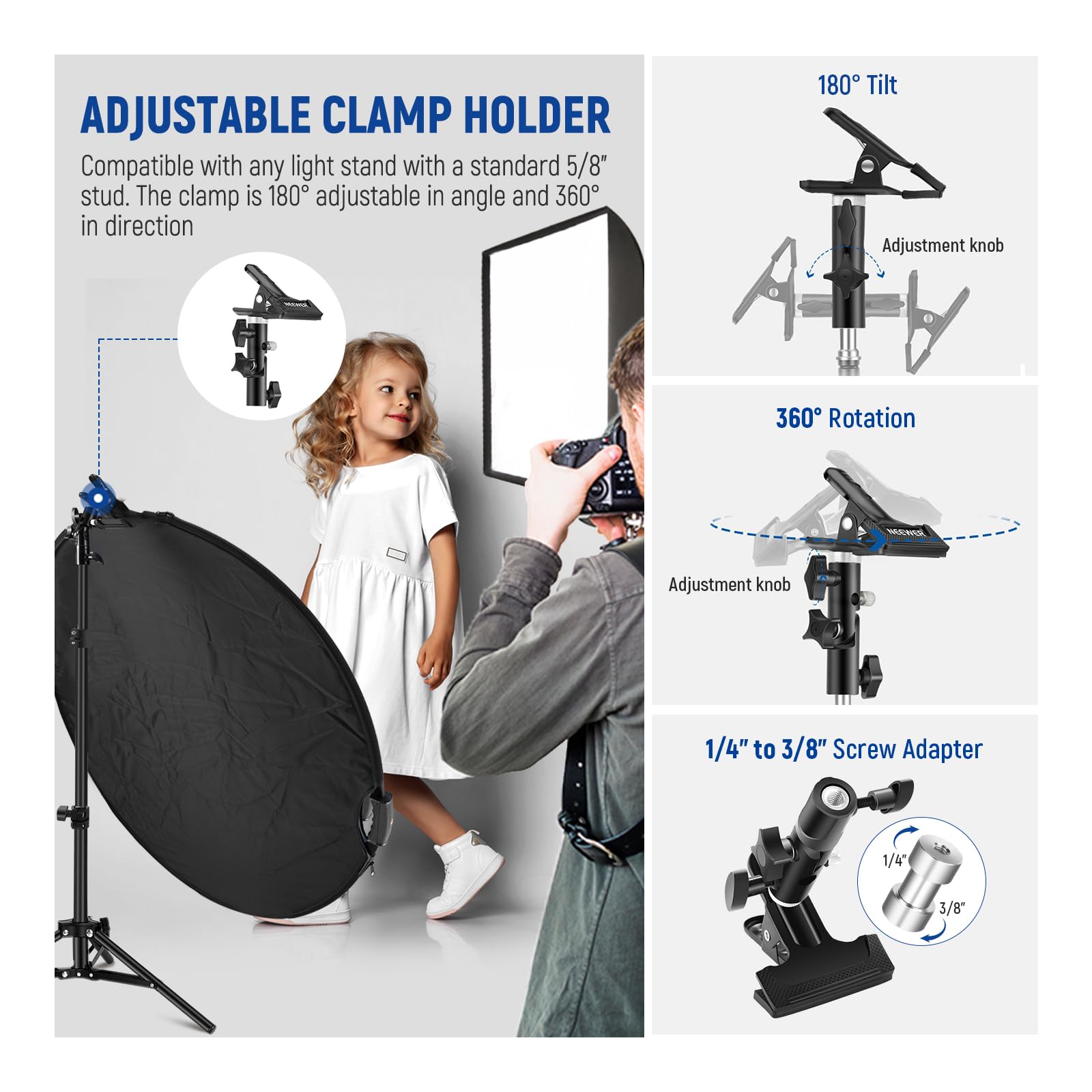 Foto 5 | Reflector De Luz Neewer Rf-110ii 43/110 Cm Con Pinza Y Empuñaduras - Venta Internacional.