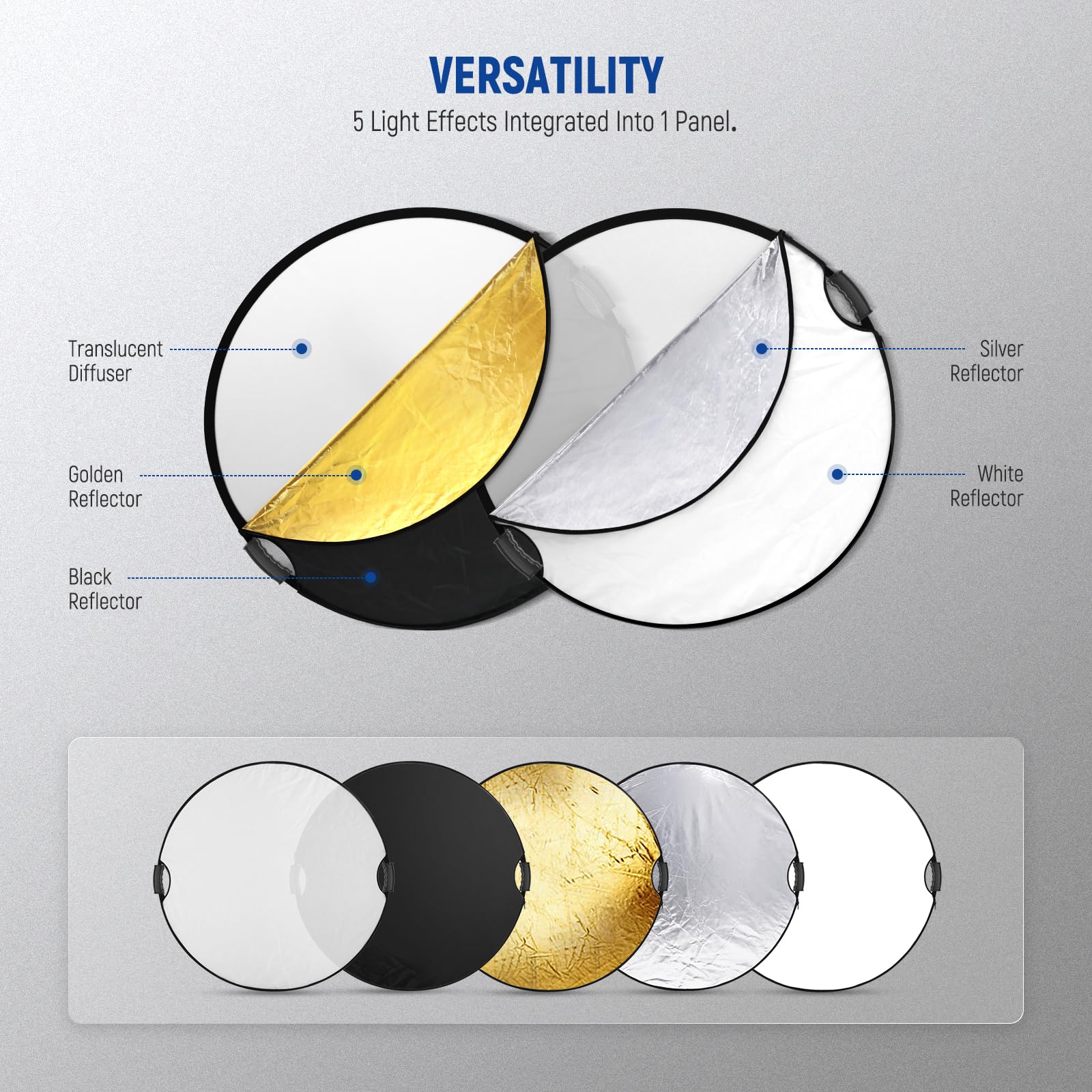 Foto 8 pulgar | Reflector De Luz Neewer Rf-110ii 43/110 Cm Con Pinza Y Empuñaduras - Venta Internacional.