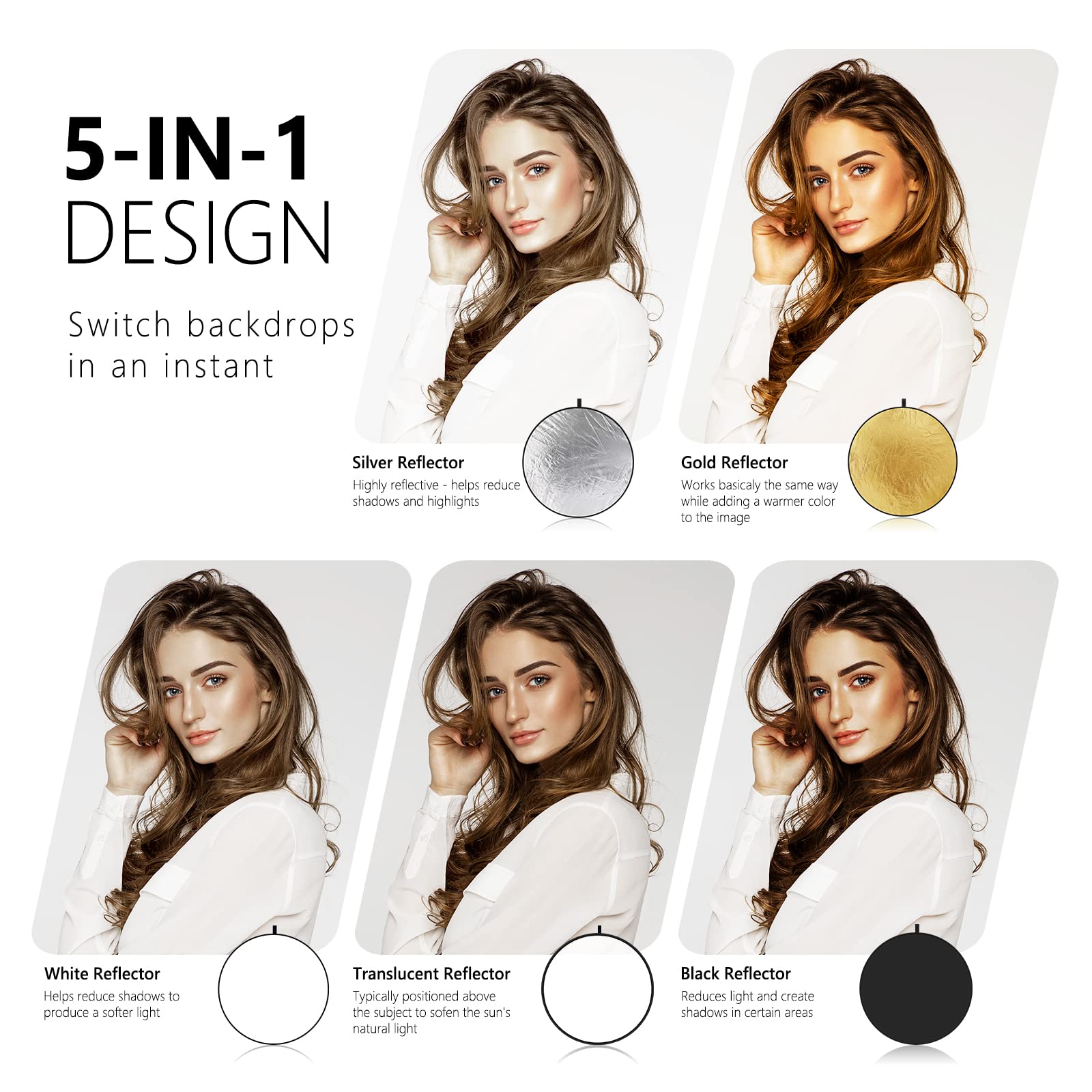 Foto 2 | Reflector De Luz Neewer, 80 Cm, 5 En 1, Plegable Con Bolsa - Venta Internacional.