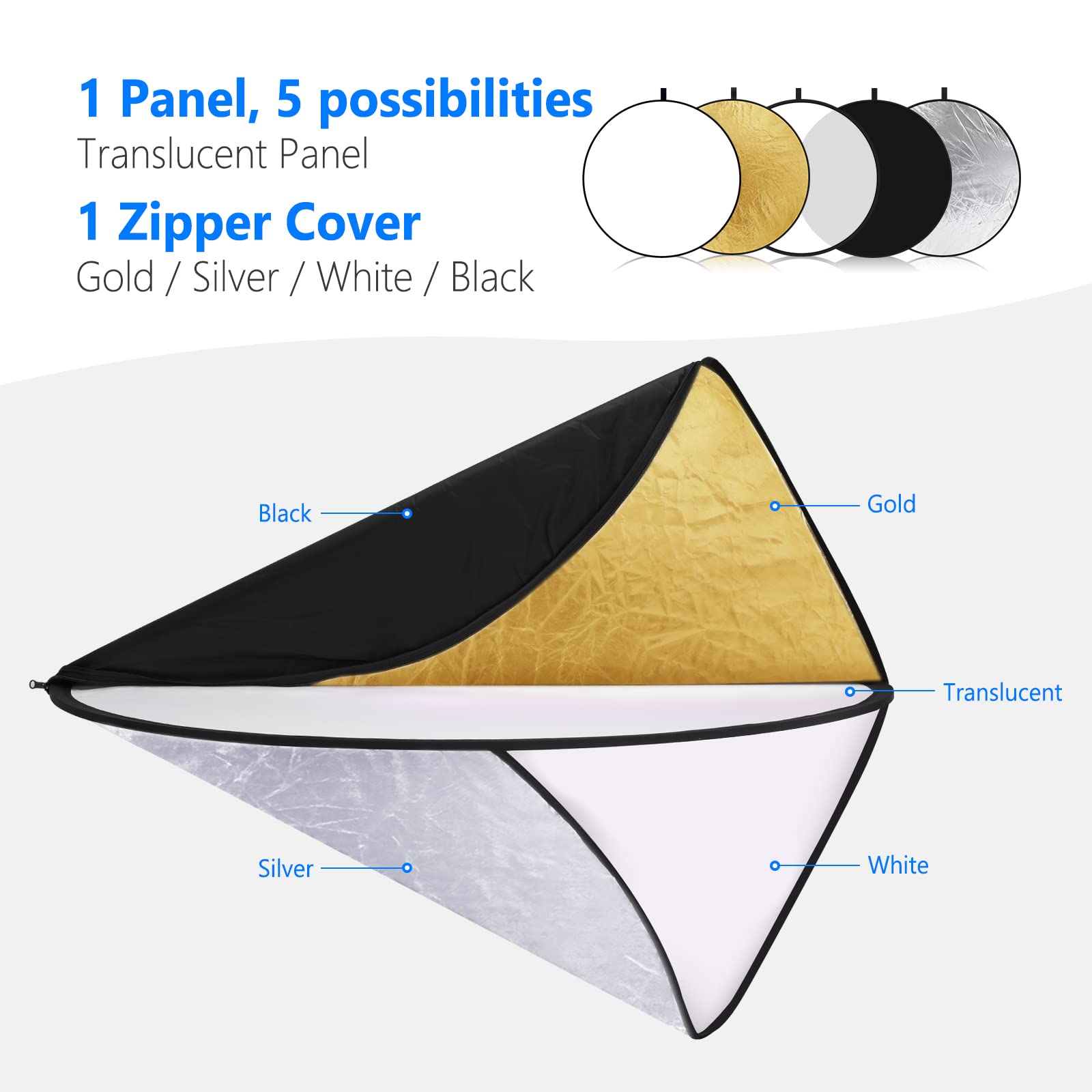 Foto 4 pulgar | Reflector De Luz Neewer, 80 Cm, 5 En 1, Plegable Con Bolsa - Venta Internacional.