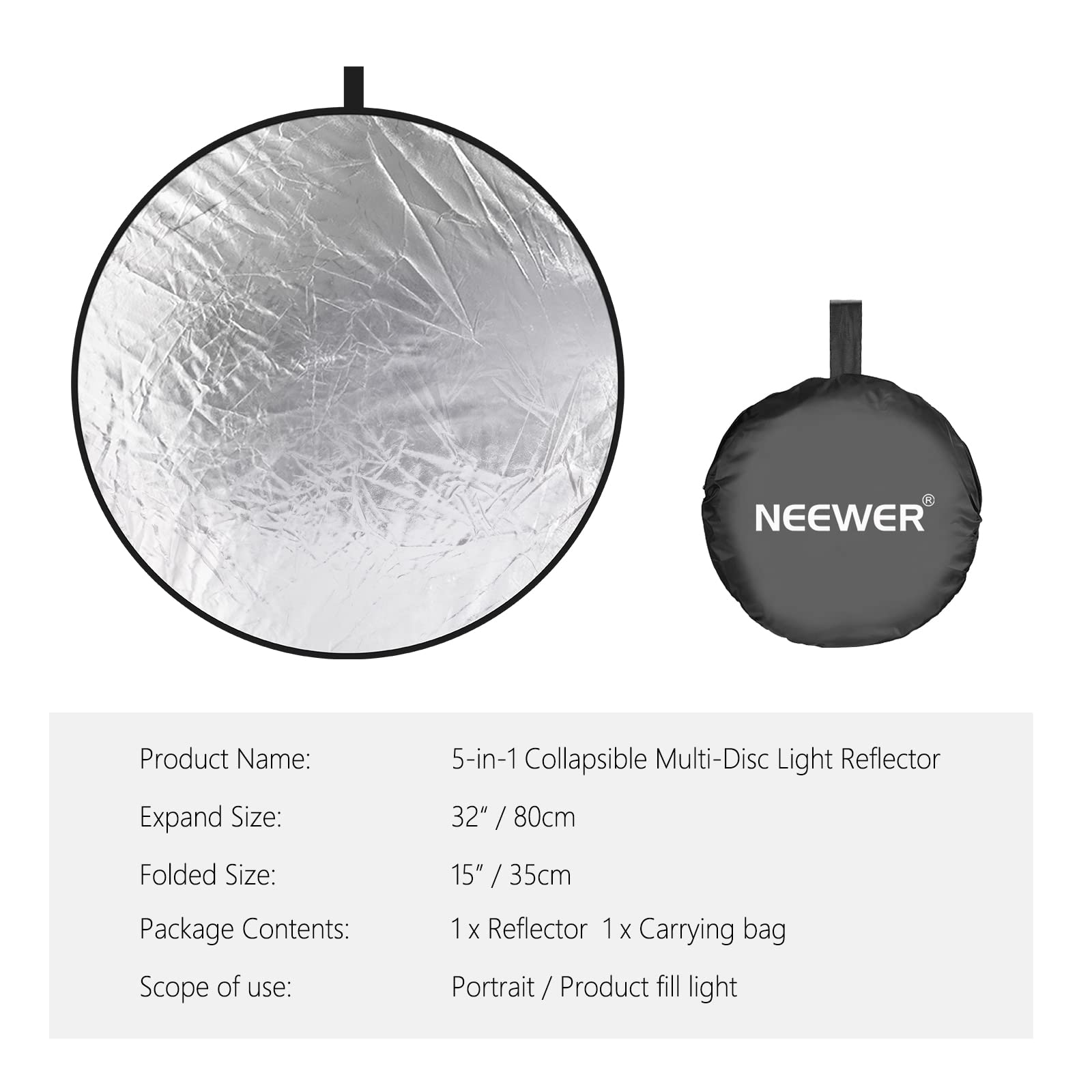 Foto 8 pulgar | Reflector De Luz Neewer, 80 Cm, 5 En 1, Plegable Con Bolsa - Venta Internacional.