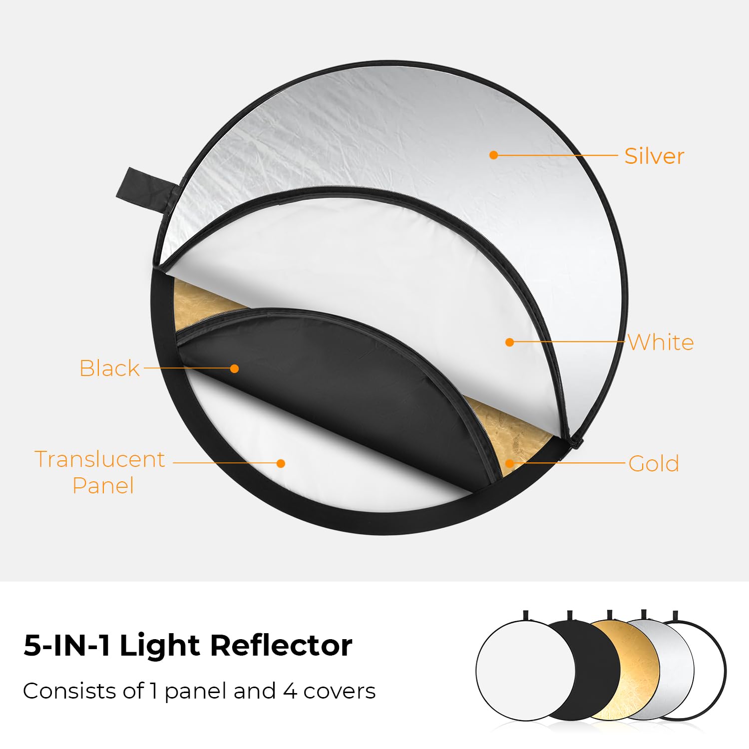 Foto 3 pulgar | Reflector De Luz K&f Concept 5 En 1 De 80 Cm Para Estudio Y Exteriores - Venta Internacional.