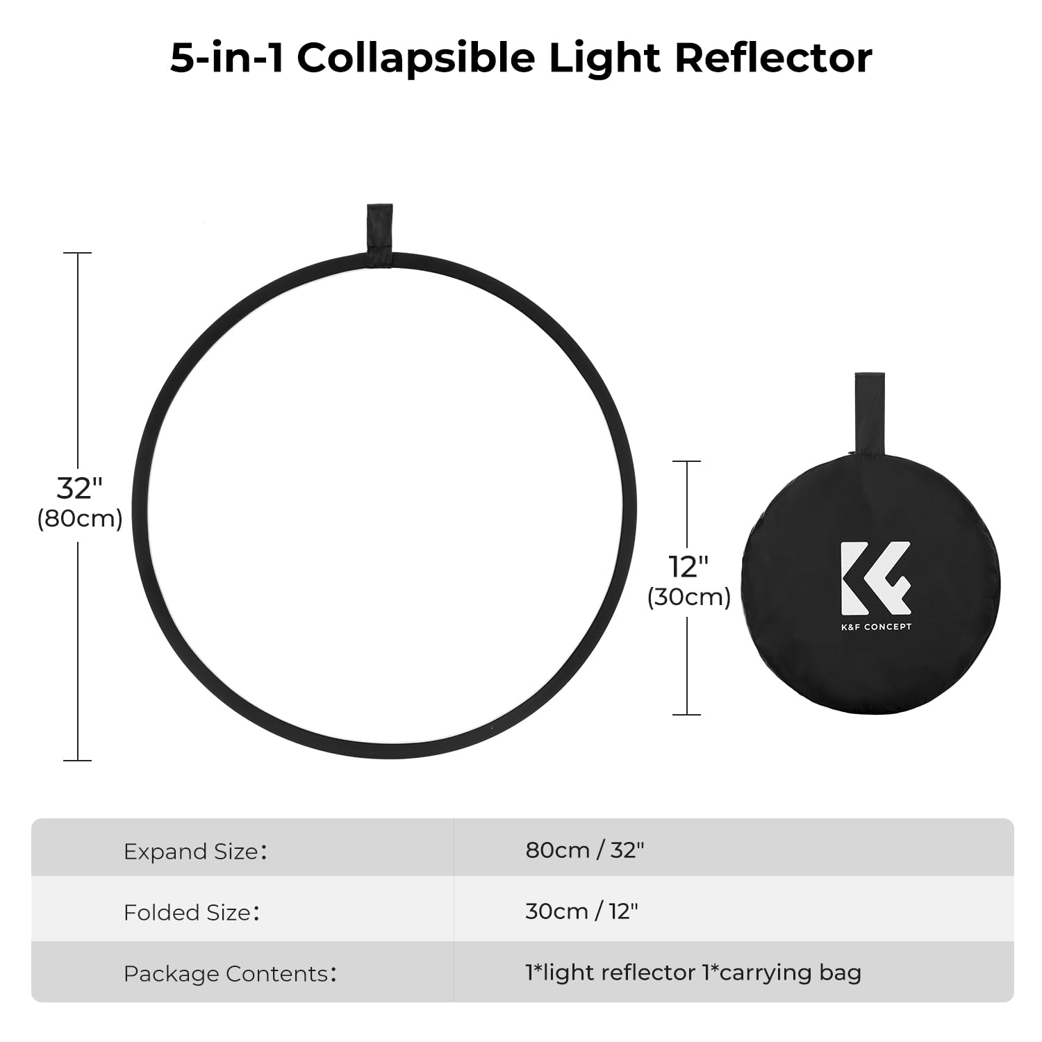 Foto 5 pulgar | Reflector De Luz K&f Concept 5 En 1 De 80 Cm Para Estudio Y Exteriores - Venta Internacional.