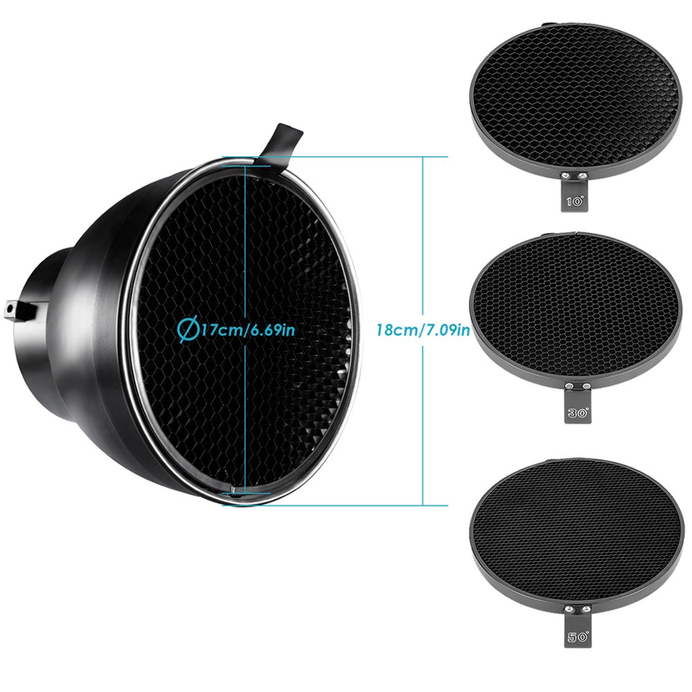 Foto 4 pulgar | Difusor Reflector Neewer De 18 Cm Con Rejilla En Forma De Panal Para Bowens - Venta Internacional.