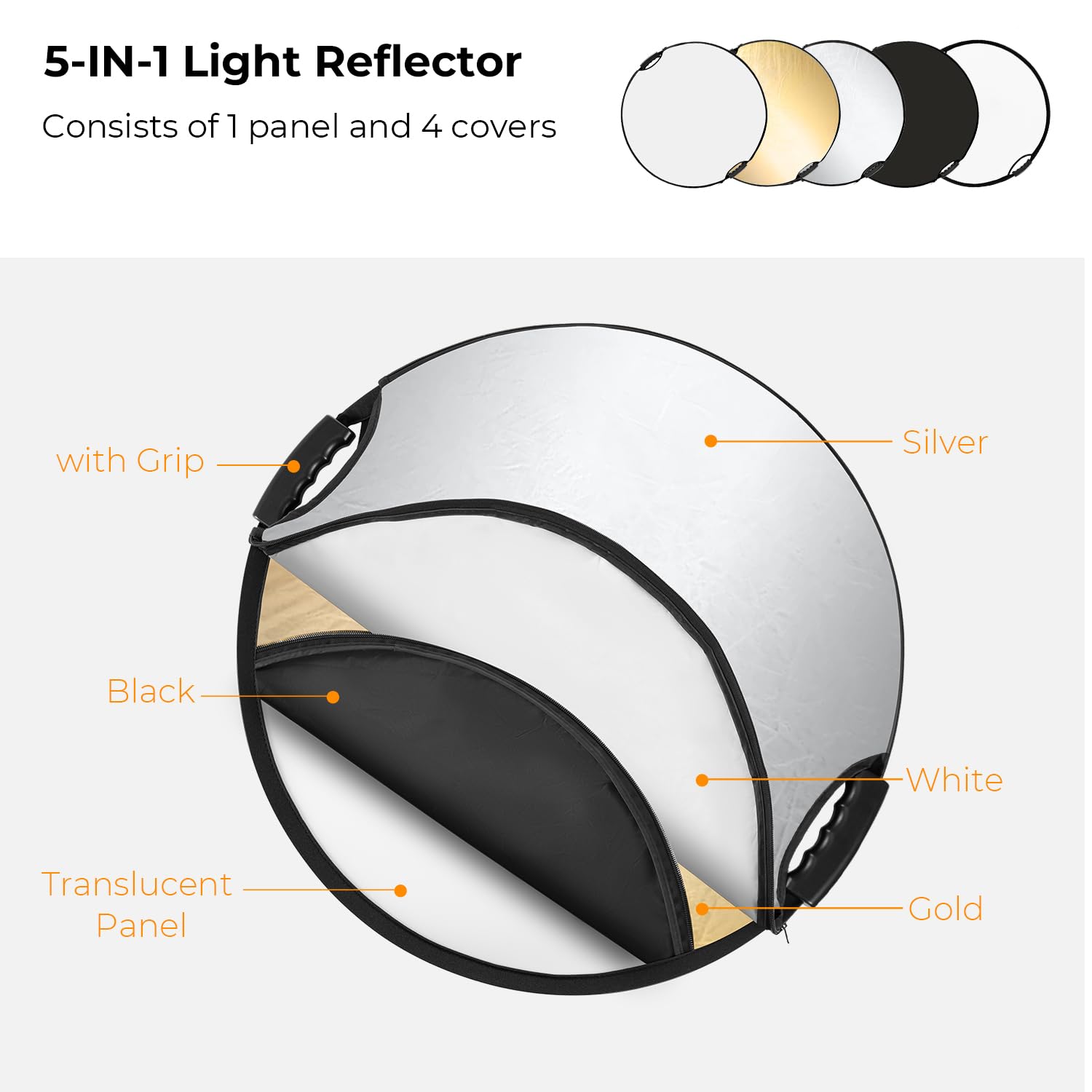 Foto 3 pulgar | Reflector De Luz K&f Concept 5 En 1 De 80 Cm Con Empuñaduras - Venta Internacional.