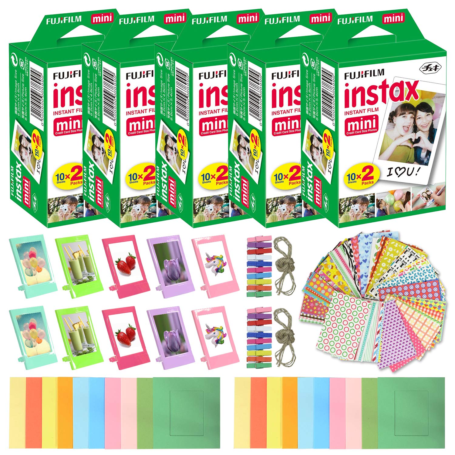 Foto 1 | Película Instantánea Fujifilm Instax Mini 100 Hojas Y Marcos - Venta Internacional.