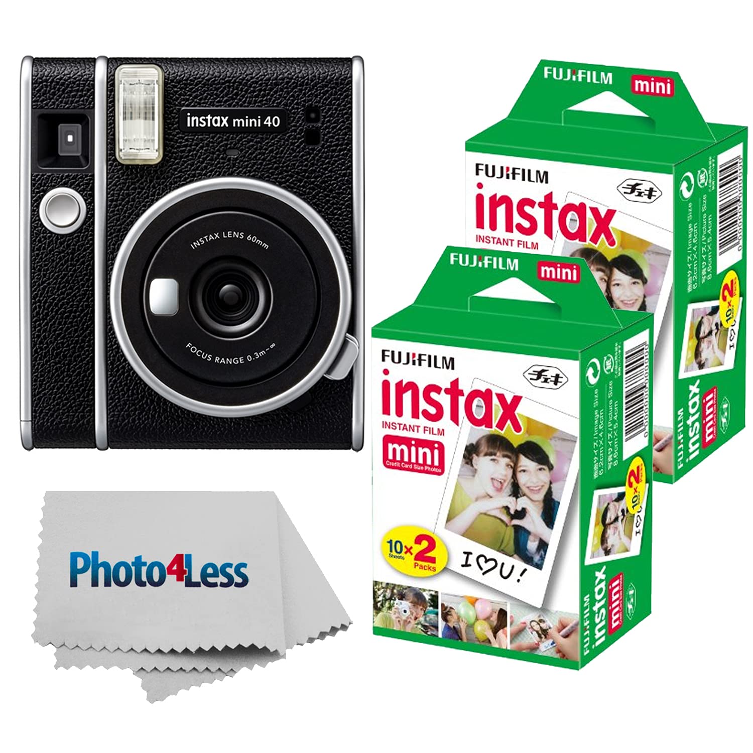 Foto 2 pulgar | Cámara Fujifilm Instax Mini 40 Negra Con 2 Paquetes De Película De 40 Hojas - Venta Internacional.