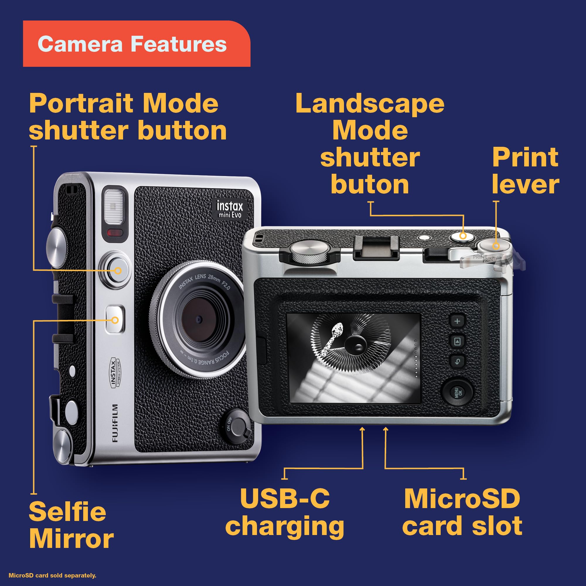 Foto 6 pulgar | Cámara Instantánea Fujifilm Instax Mini Evo Hybrid Con 10 Películas - Venta Internacional.