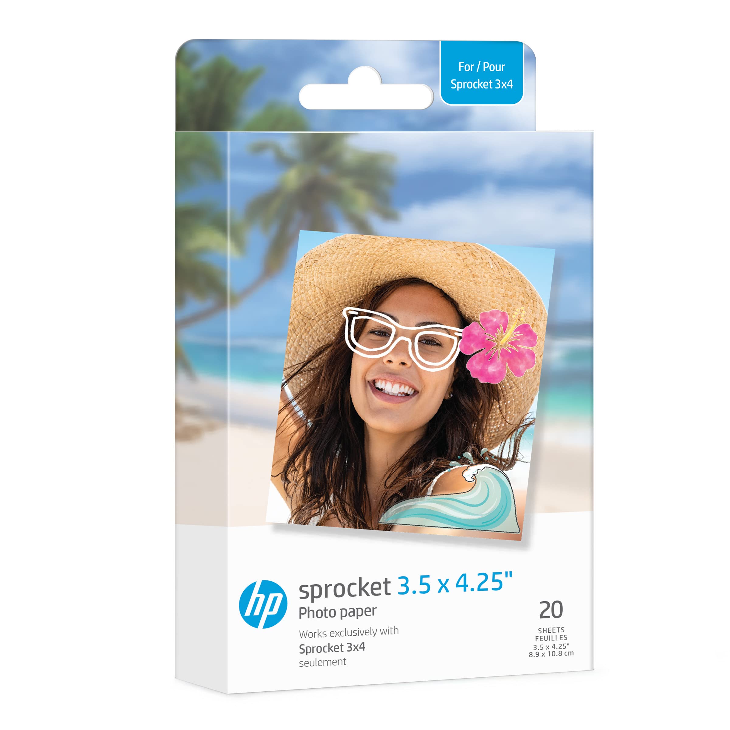 Foto 2 pulgar | Papel Fotográfico Hp Sprocket Zink Respaldo Adhesivo 3.5 X 4.25 Pulgadas 20 - Venta Internacional