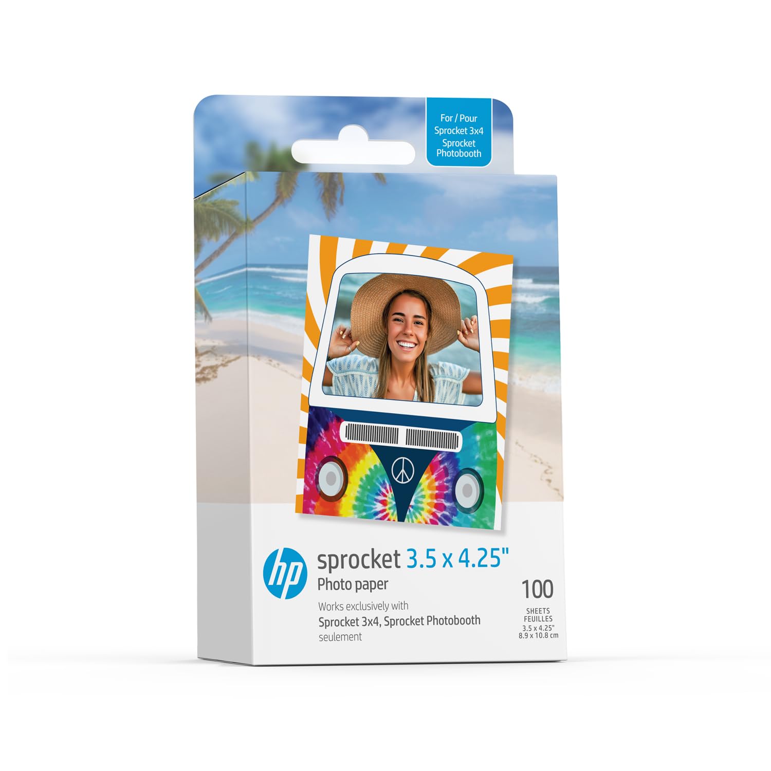 Foto 2 pulgar | Papel Fotográfico Hp Sprocket Zink con Respaldo Adhesivo 3.5x4.25 Pulgadas 100 Unidades - Venta Internacional