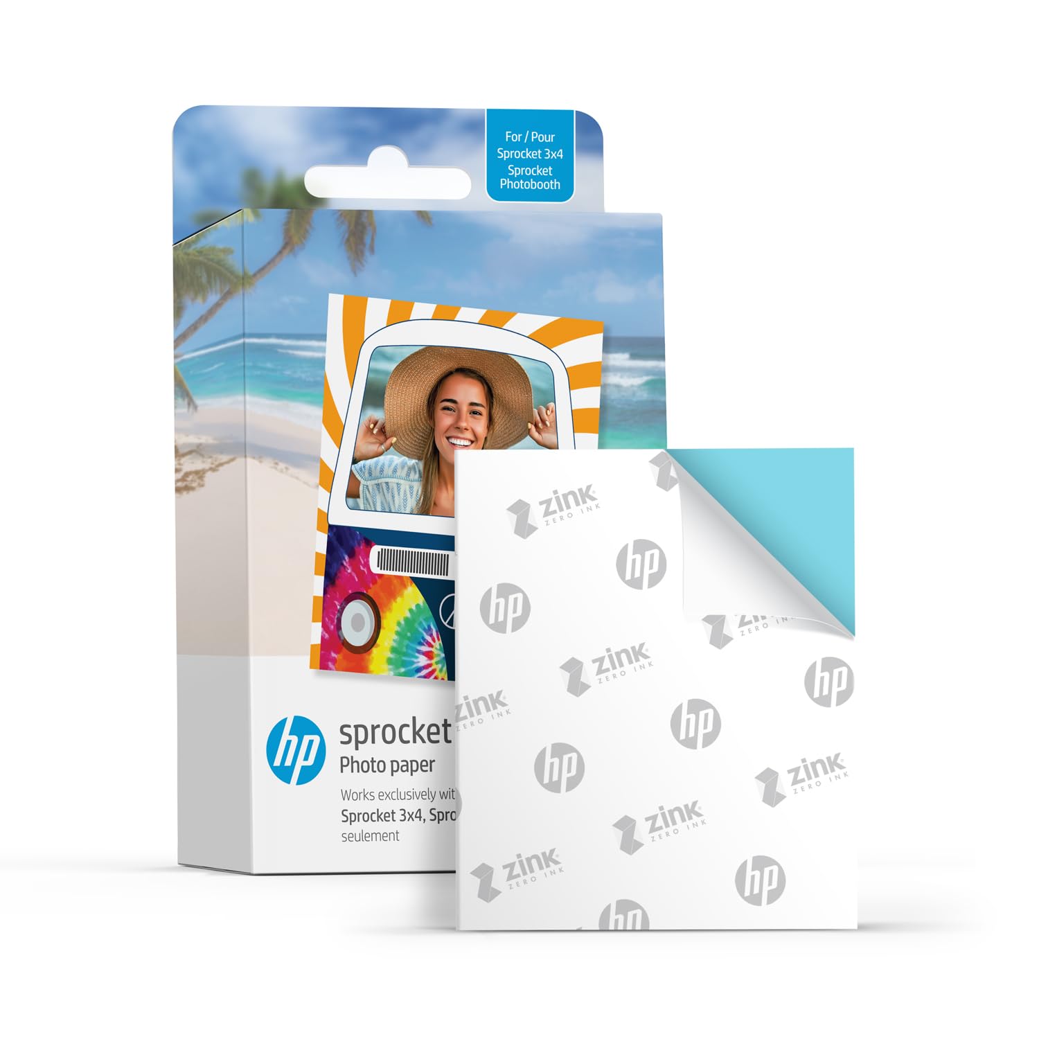 Foto 3 pulgar | Papel Fotográfico Hp Sprocket Zink con Respaldo Adhesivo 3.5x4.25 Pulgadas 100 Unidades - Venta Internacional