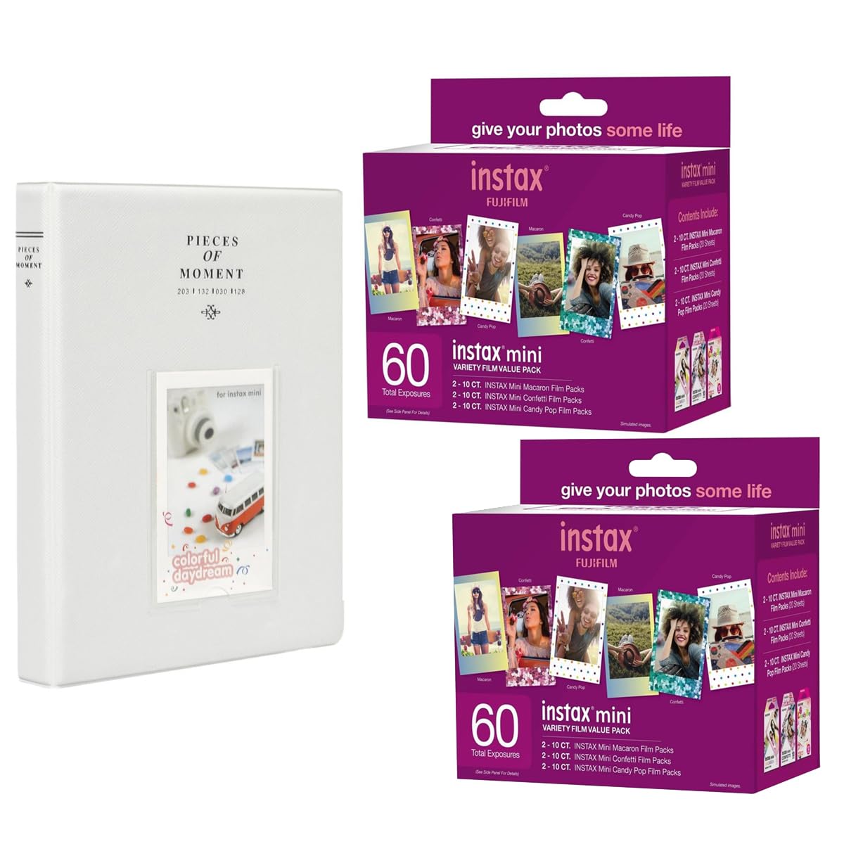Foto 2 pulgar | Película Instantánea Fujifilm Instax Mini Variety, 60 Hojas Y Álbum - Venta Internacional.