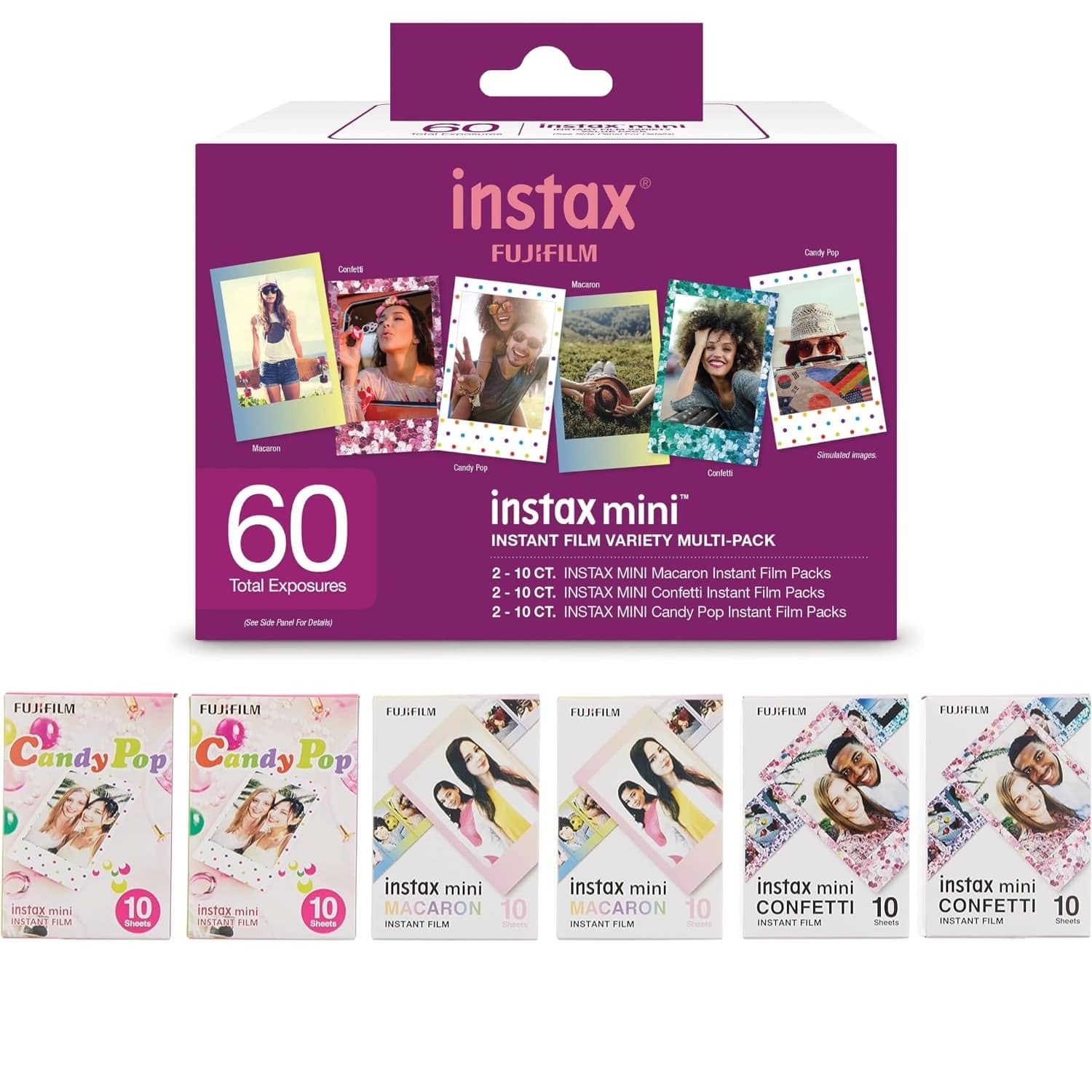 Foto 6 pulgar | Película Instantánea Fujifilm Instax Mini Variety, 60 Hojas Y Álbum - Venta Internacional.
