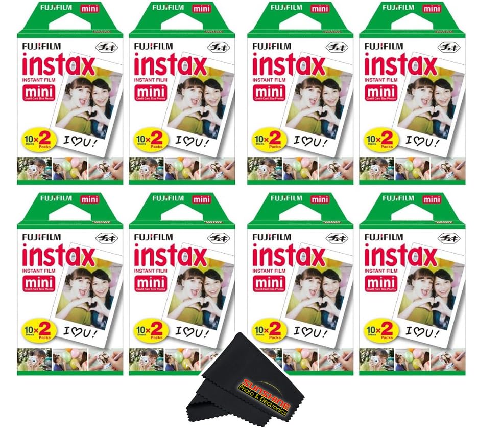 Paquete De Películas Fujifilm Instax Mini 8 (160 Hojas) Con Paño De Limpieza - Venta Internacional.