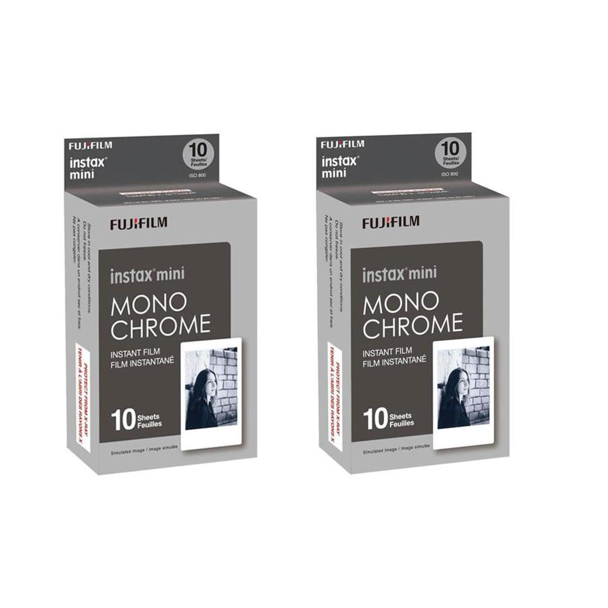 Película Fujifilm Instax Mini Monocromática, Paquete De 2 (20 Exposiciones) - Venta Internacional.