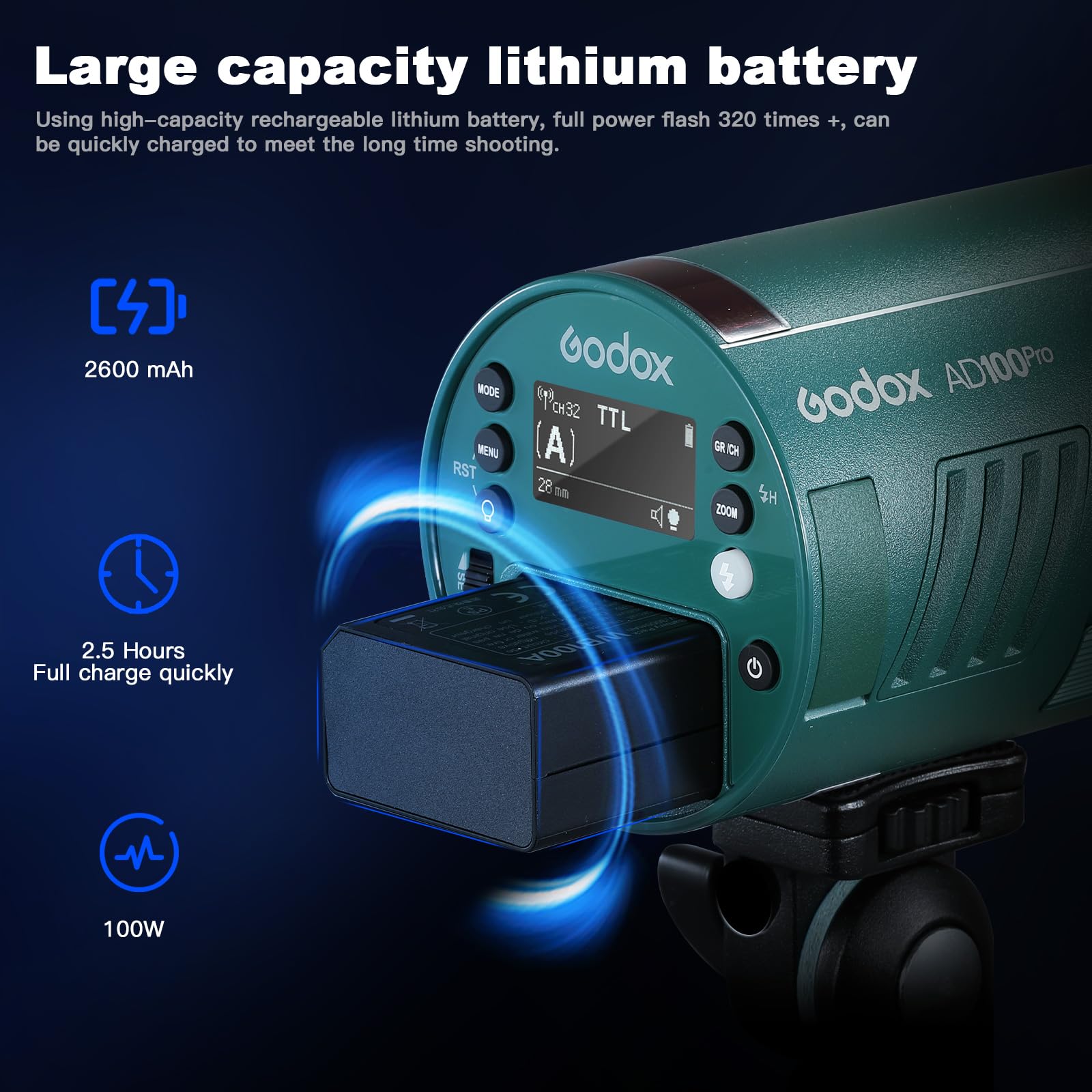 Foto 4 pulgar | Flash Estroboscópico Godox Ad100pro, Batería De 100 W, 2600 Mah - Venta Internacional.