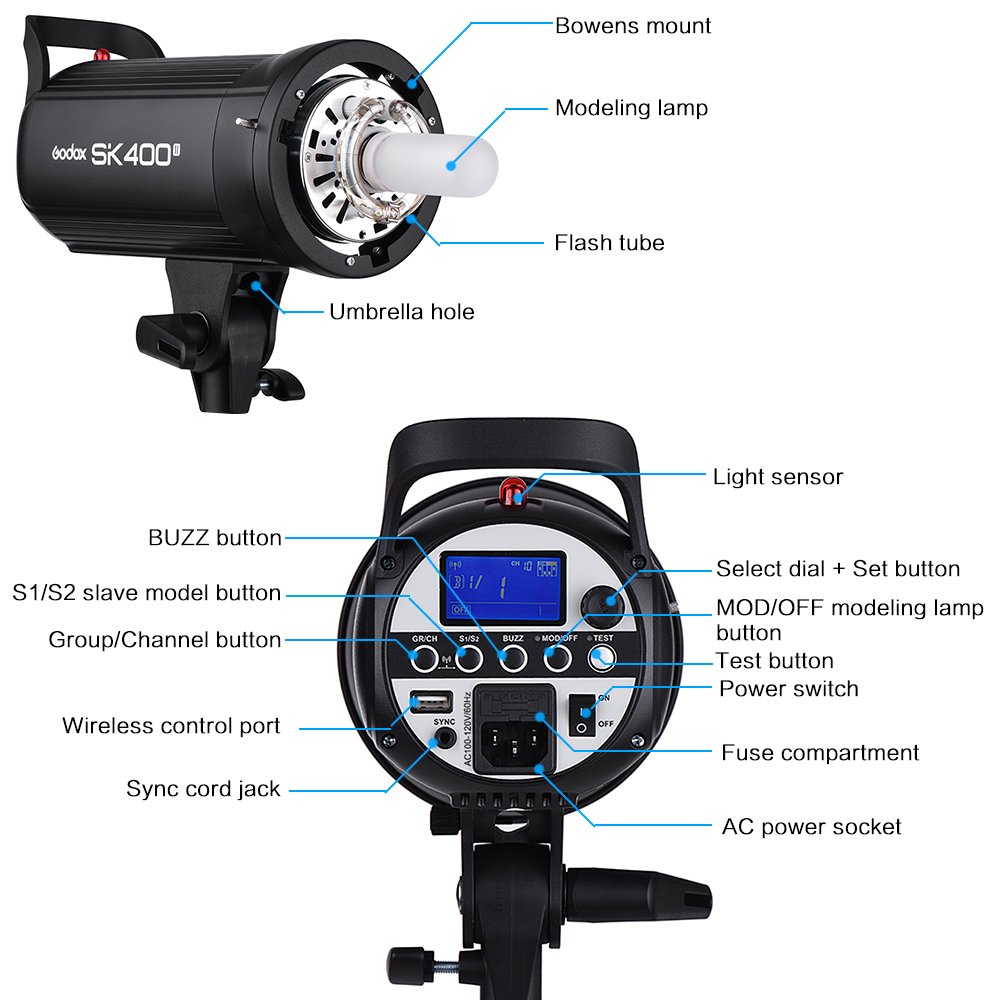 Foto 6 pulgar | Luz Estroboscópica Studio Flash Godox Sk400ii De 400 W Con Lámpara De 150 W - Venta Internacional.