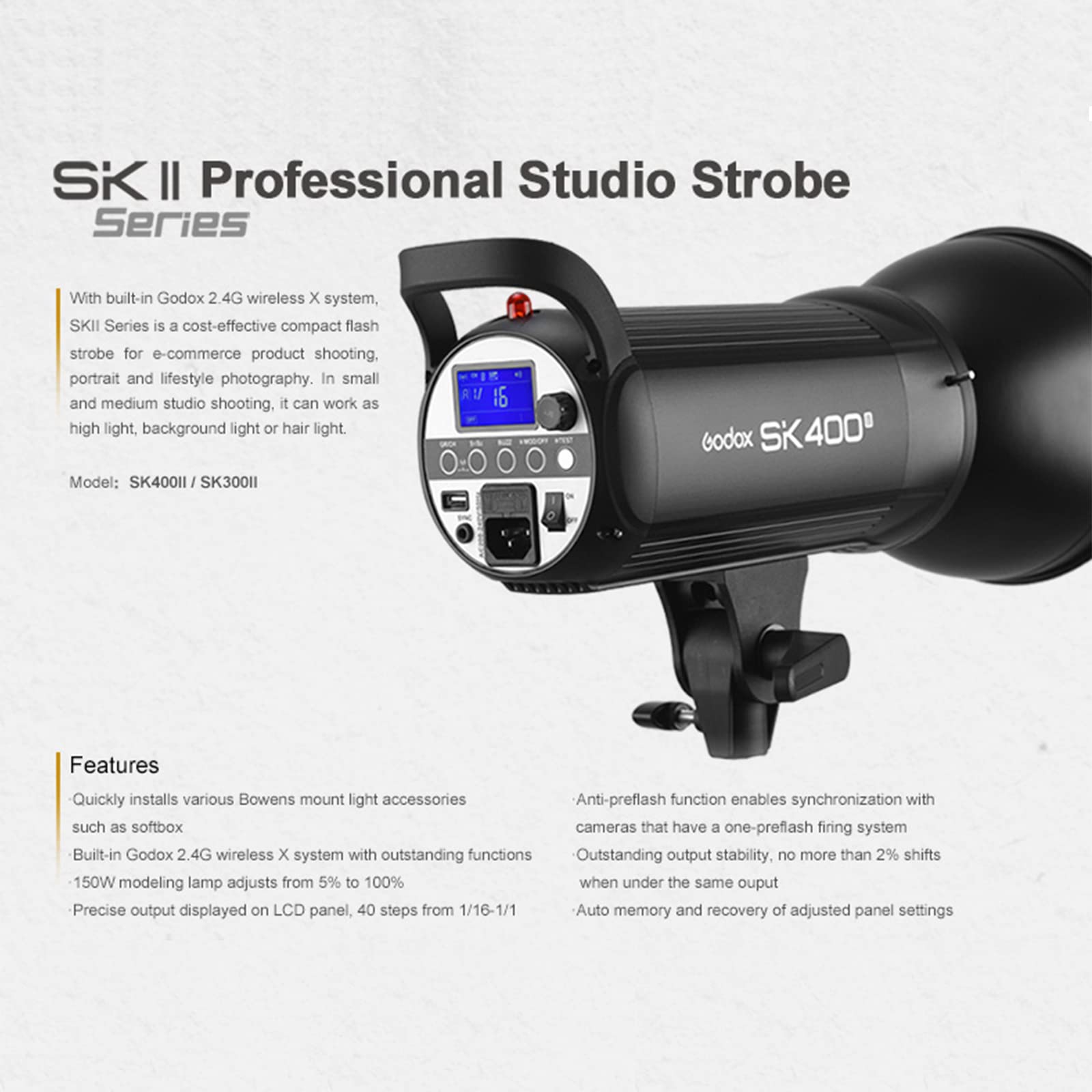 Foto 5 | Linterna Estroboscópica Godox Sk400ii De 400 W Con Reflector De 5600 K - Venta Internacional.