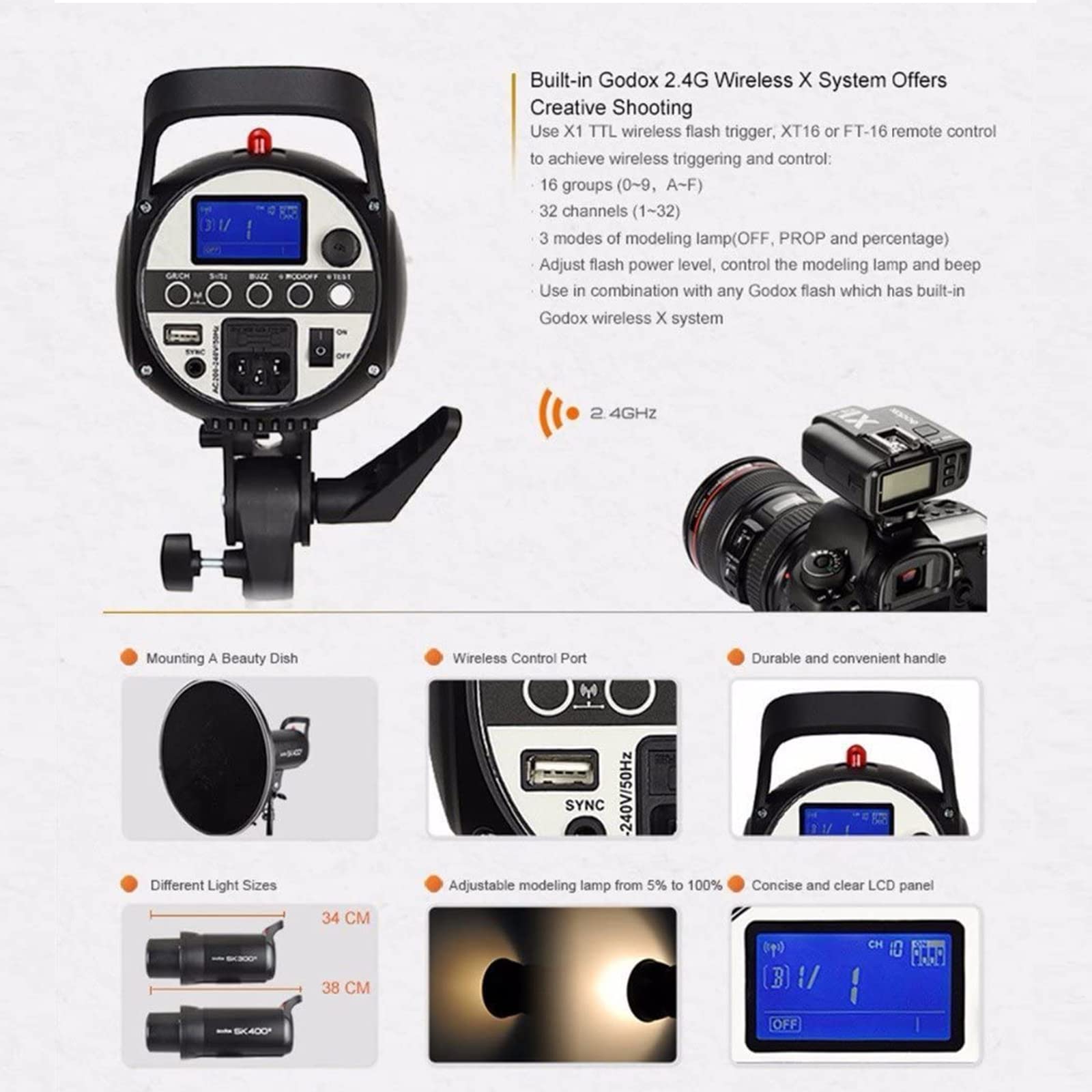 Foto 7 pulgar | Linterna Estroboscópica Godox Sk400ii De 400 W Con Reflector De 5600 K - Venta Internacional.