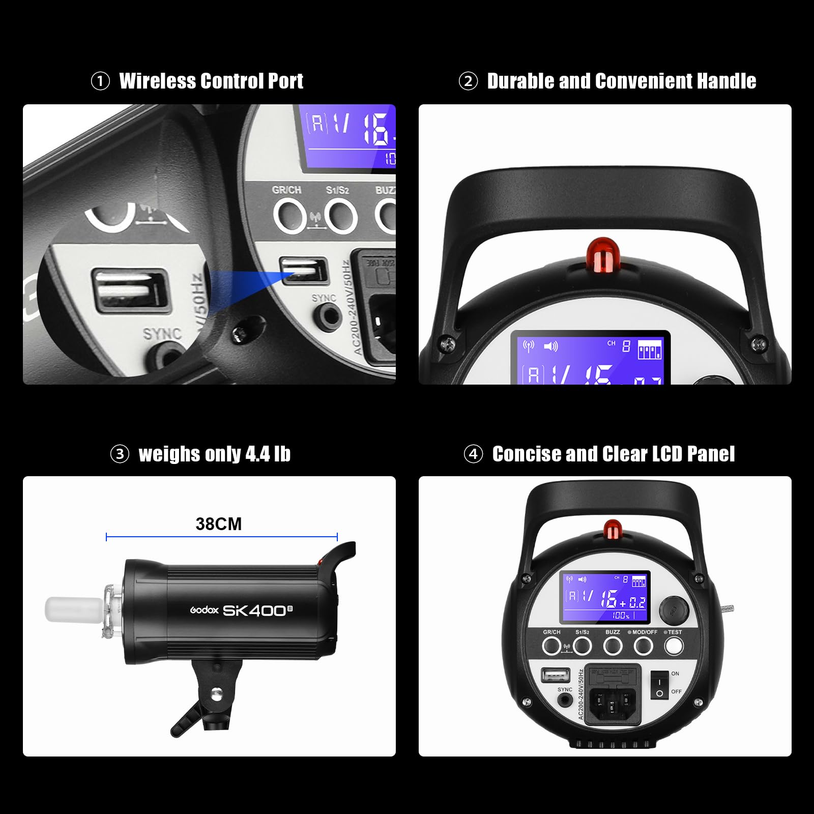 Foto 5 | Studio Strobe Flash Godox Sk400ii 400 W Con Lámpara De Modelado - Venta Internacional.