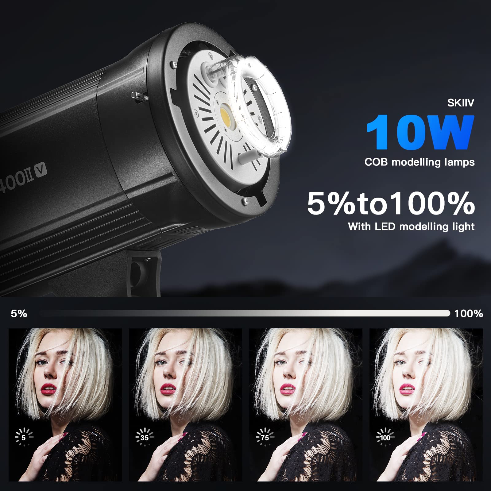 Foto 4 pulgar | Flash Estroboscópico De Estudio Godox Sk400ii-v De 400 W Con Led De 10 W - Venta Internacional.