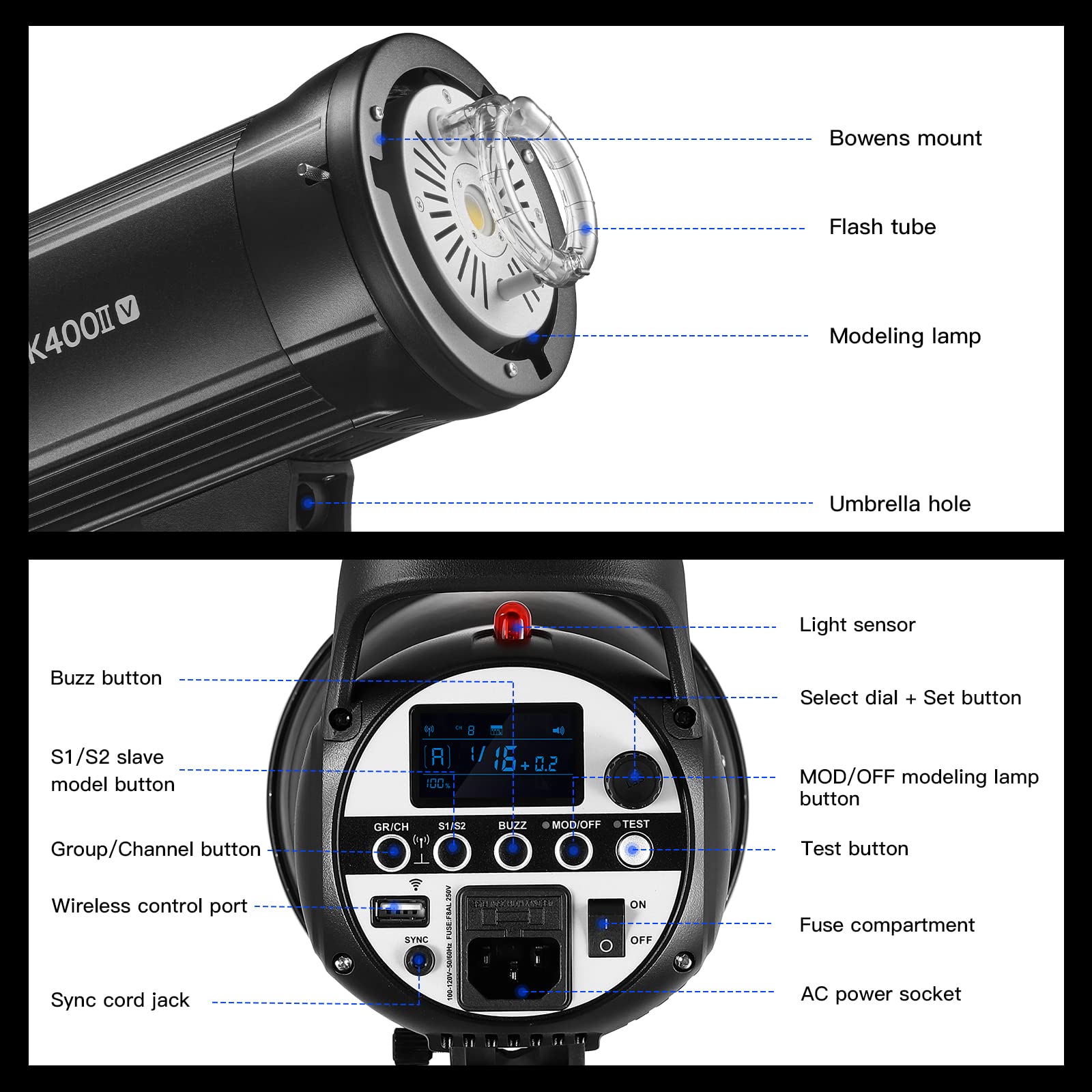 Foto 8 pulgar | Flash Estroboscópico De Estudio Godox Sk400ii-v De 400 W Con Led De 10 W - Venta Internacional.