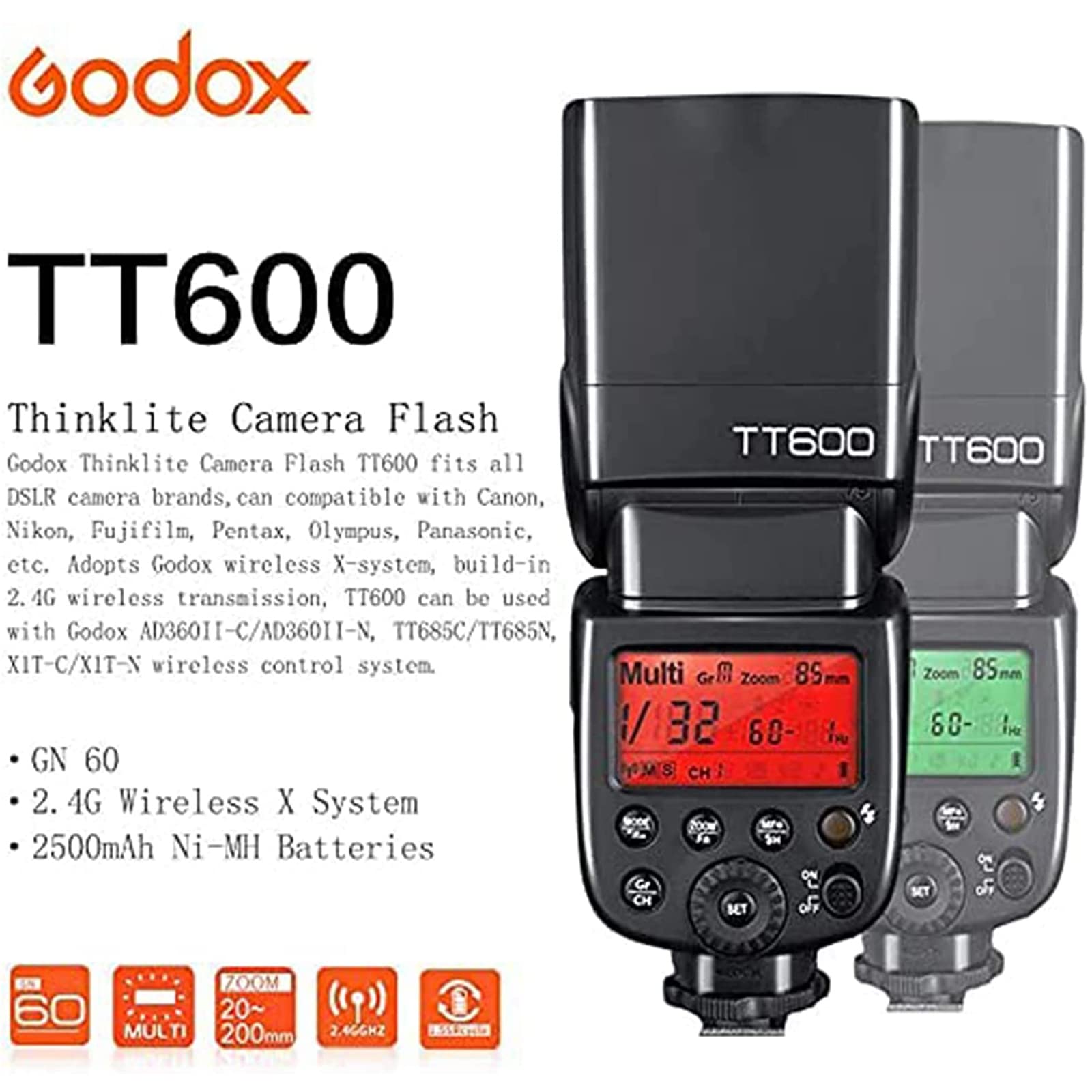 Foto 5 pulgar | Flash Externo Godox Tt600 Para Canon/nikon/pentax/olympus/fuji - Venta Internacional.