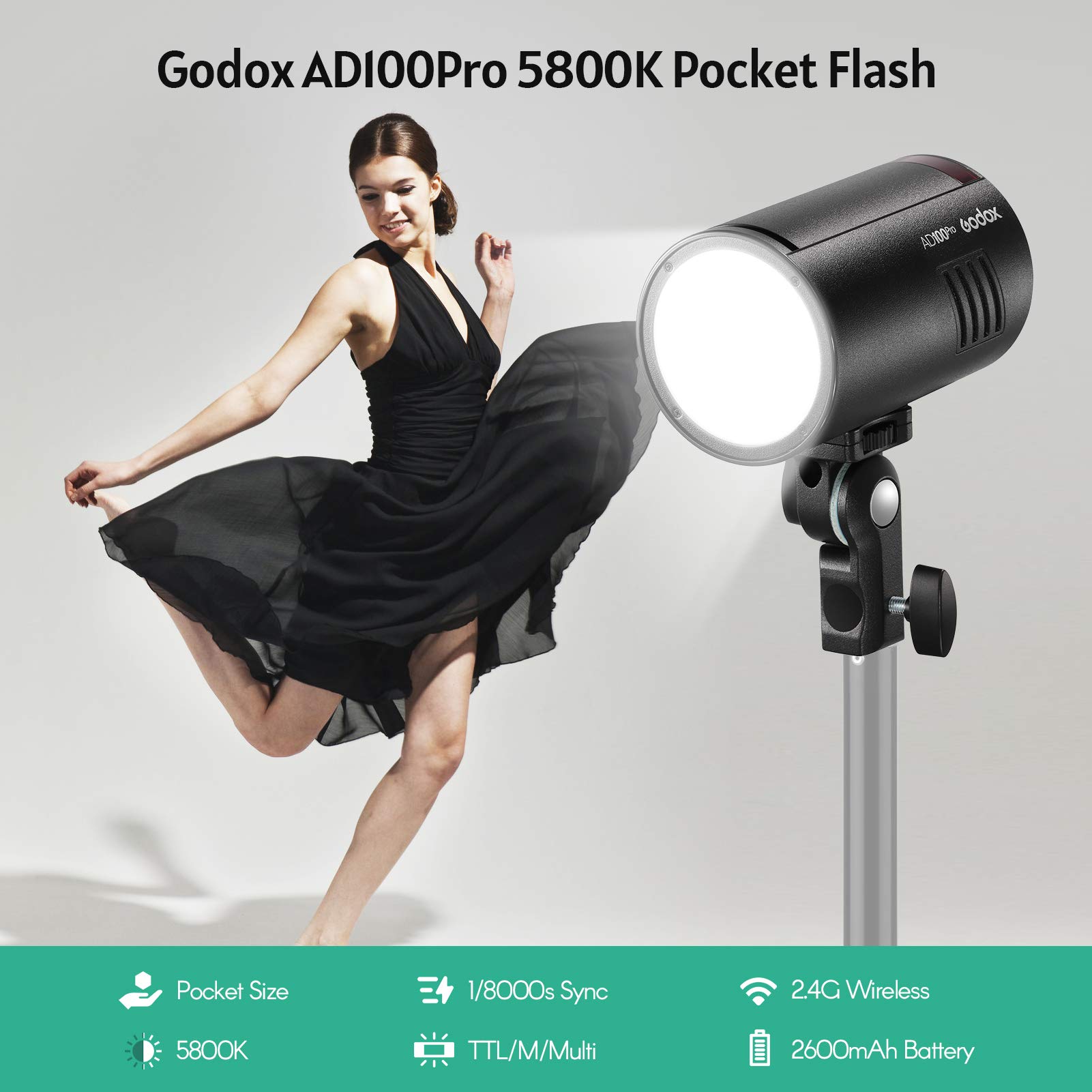 Foto 3 pulgar | Linterna De Estudio De Bolsillo Godox Ad100pro 5800 K 1/8000 S Ttl/multi - Venta Internacional.