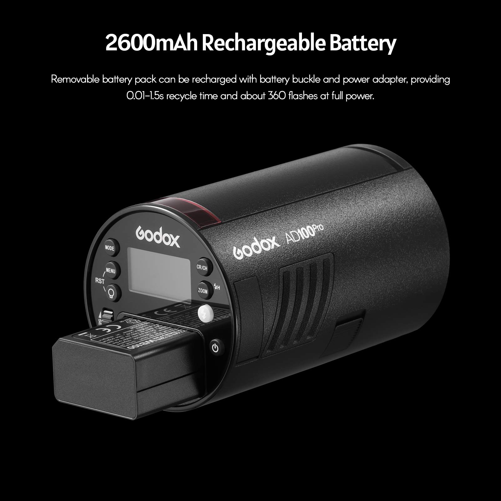 Foto 7 | Linterna De Estudio De Bolsillo Godox Ad100pro 5800 K 1/8000 S Ttl/multi - Venta Internacional.