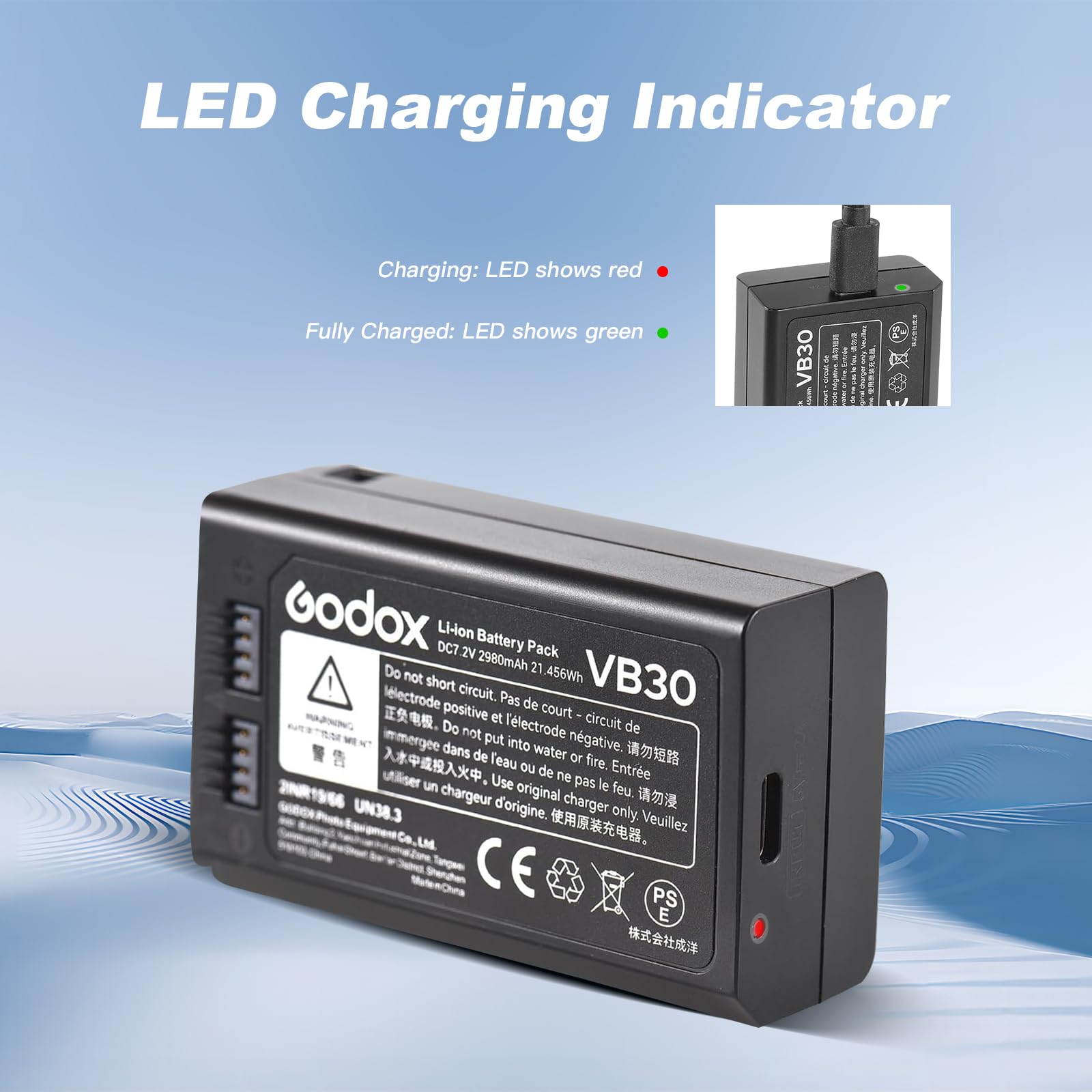 Foto 6 pulgar | Batería Godox Vb30 7,2 V 2980 Mah Para V1pro, V1, Ad100pro Flash - Venta Internacional.
